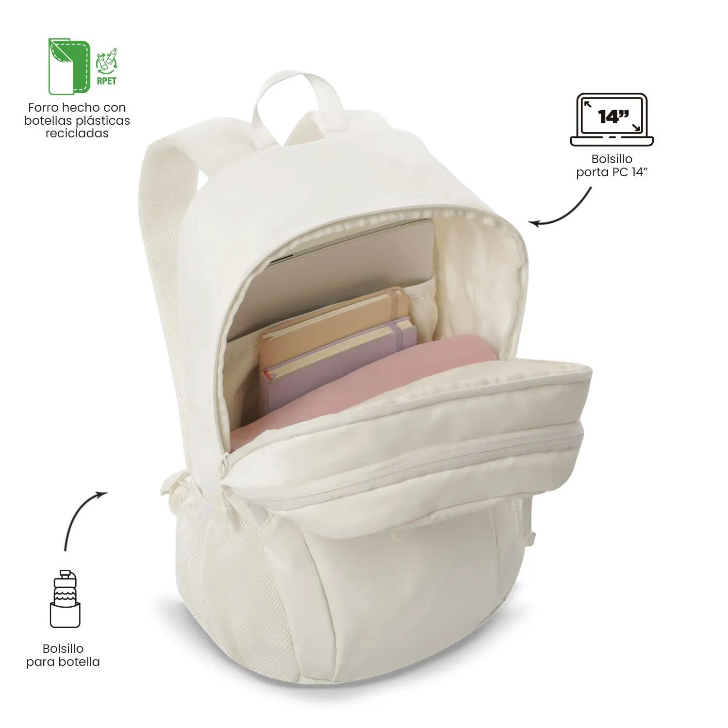 Totto Mochila ejecutiva Sprint Coconut Milk Poliuretano 32 x 45 x 18 cm 5/5