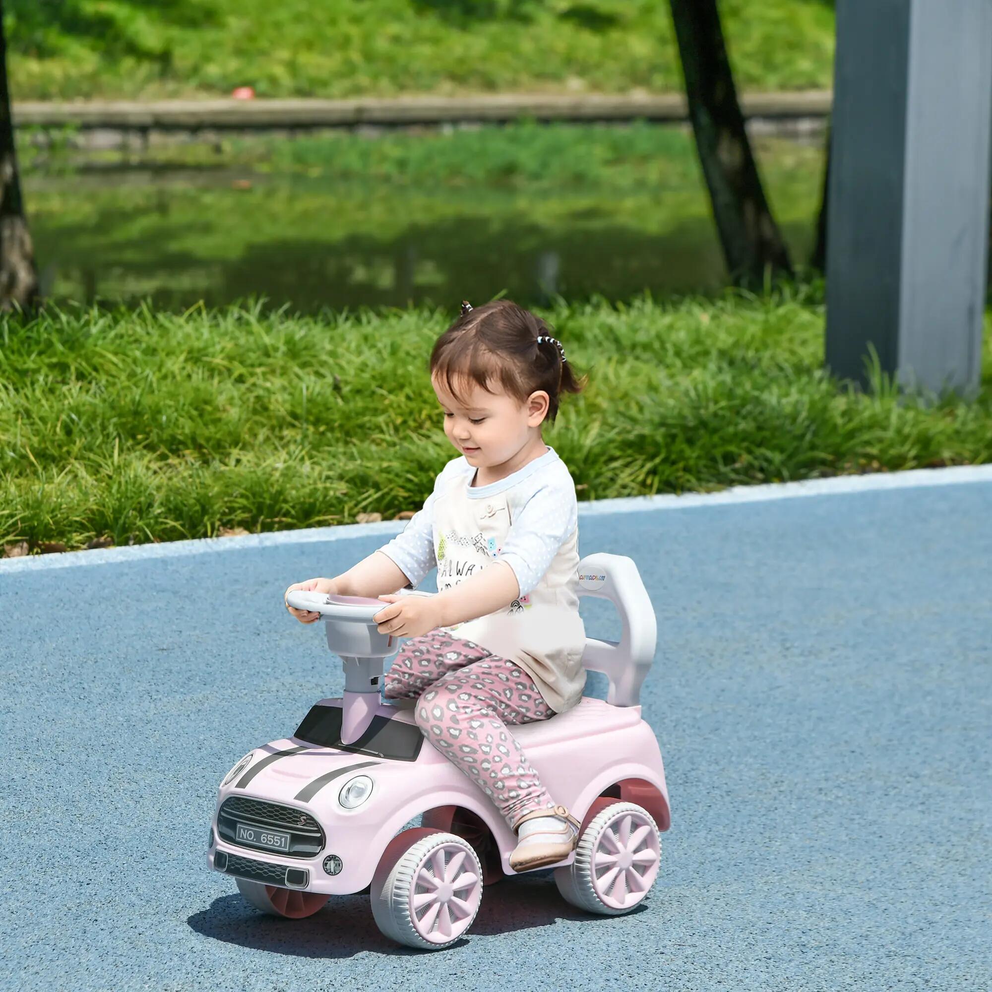 Porteur enfants 18-36 Mois volant klaxon et butée anti-bascule 53x25x35 cm rose 2/5