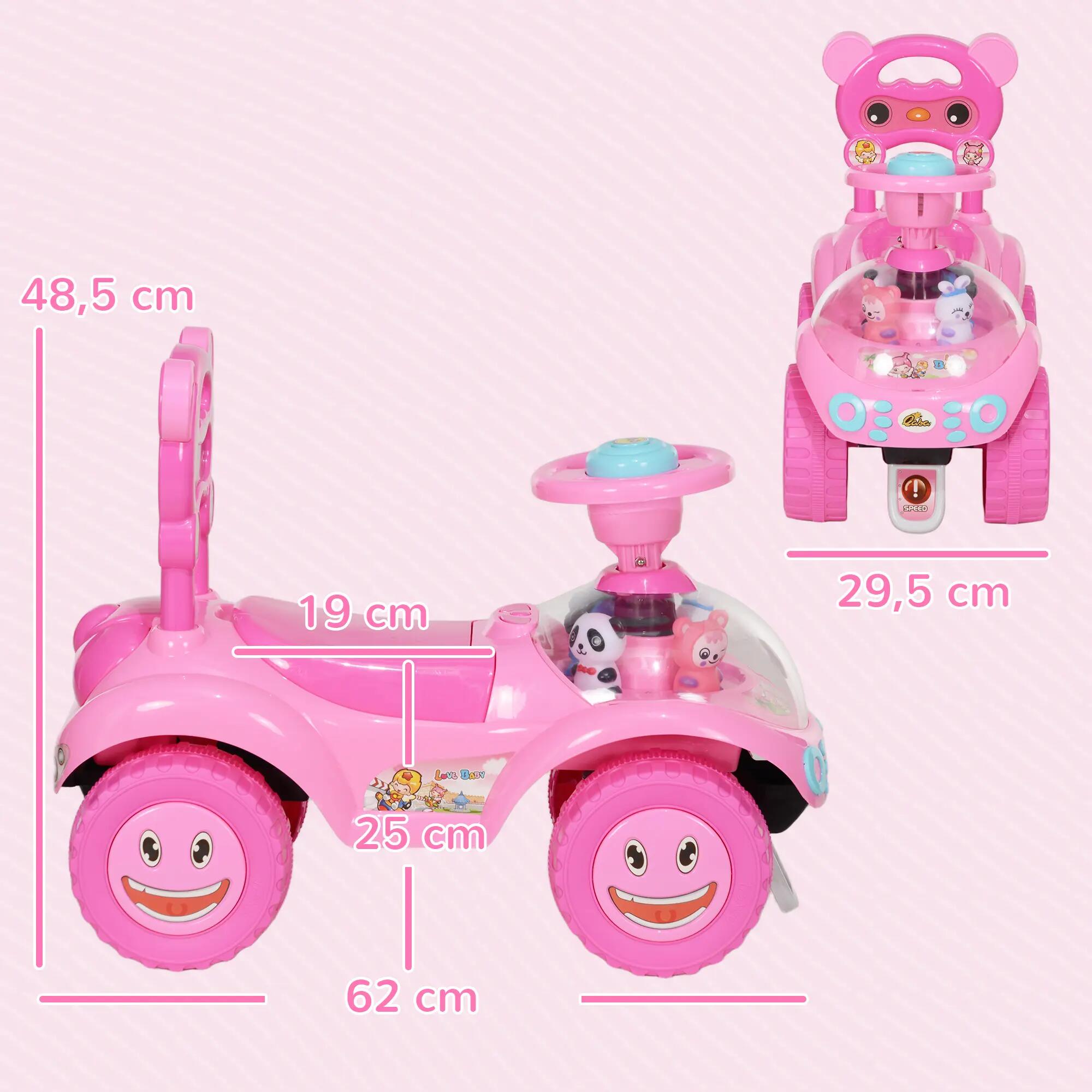 Porteur enfant rover spatial 2 coffres effets sonores lumineux rose 3/5