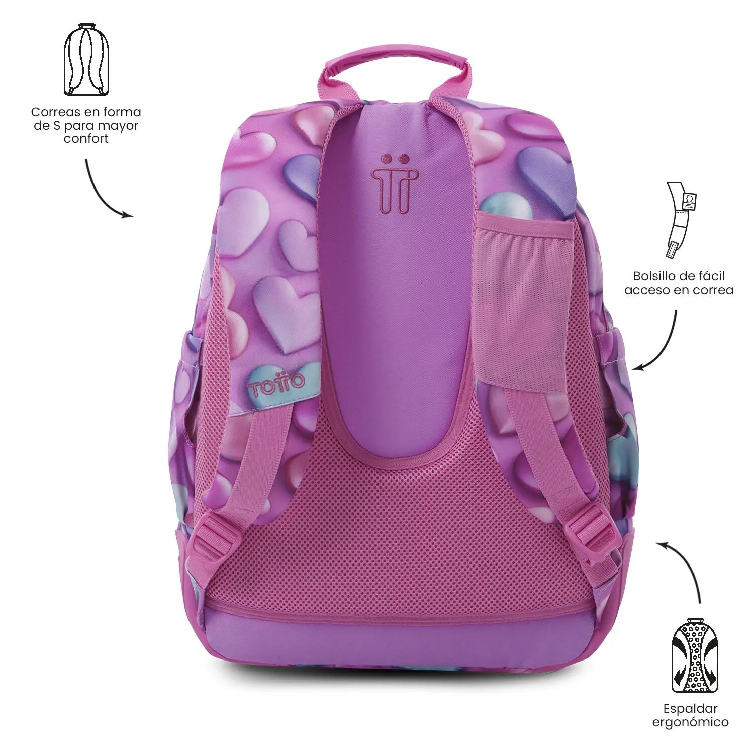 Totto Mochila escolar Rayol Bubble Heart Poliéster reciclado 34 x 45 x 15.5 cm 4/5