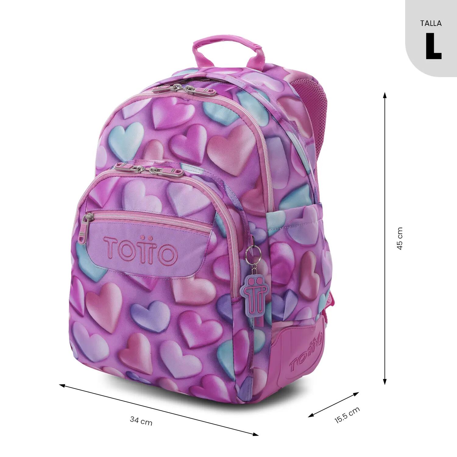 Totto Mochila escolar Rayol Bubble Heart Poliéster reciclado 34 x 45 x 15.5 cm 3/5