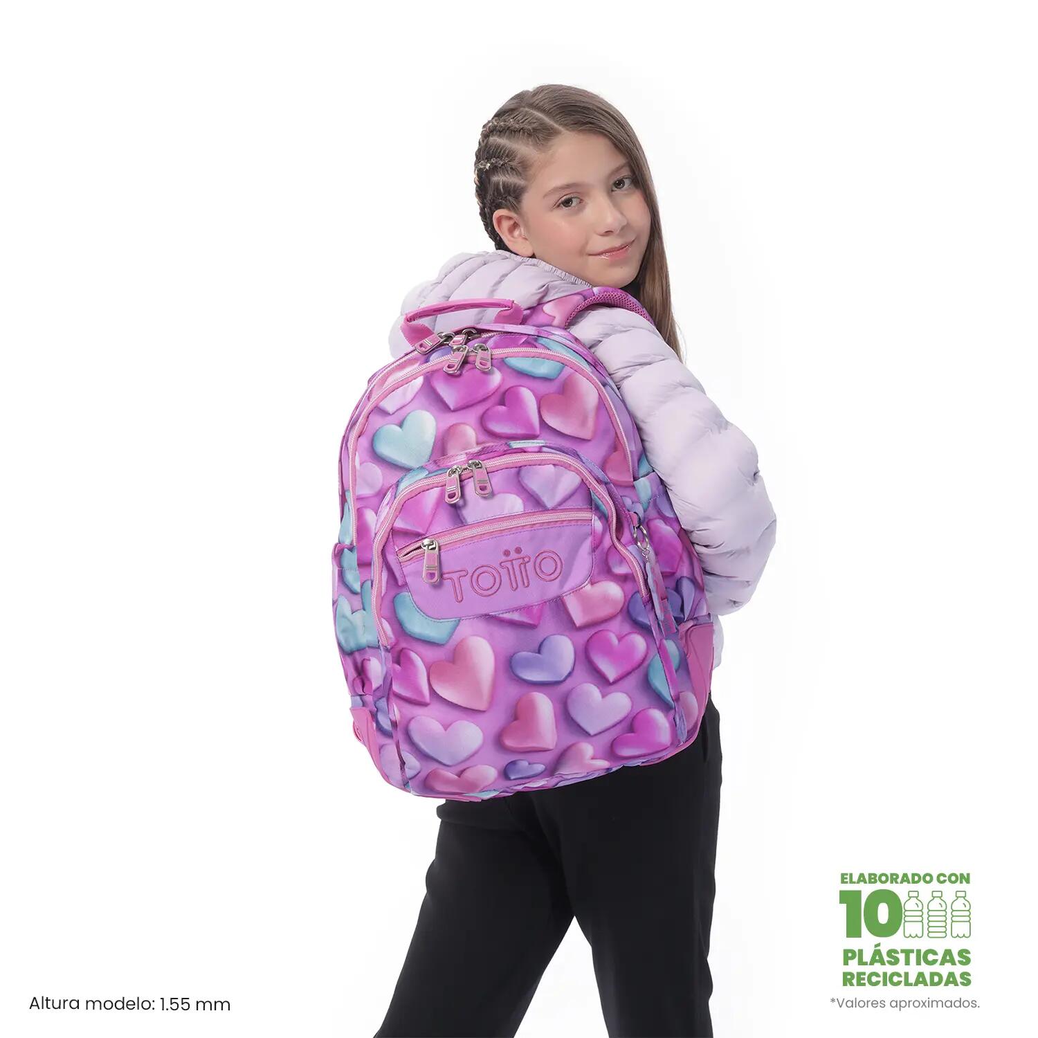 Totto Mochila escolar Rayol Bubble Heart Poliéster reciclado 34 x 45 x 15.5 cm 2/5