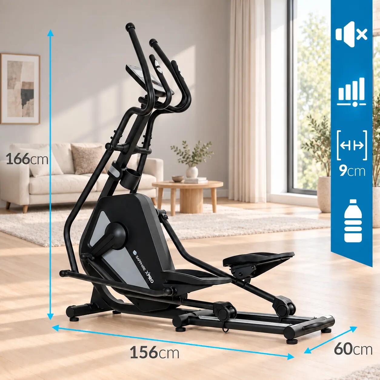 Trenażer eliptyczny Sapphire SG-1200E X-PRO elektromagnetyczny aplikacje Q 9cm 4/12