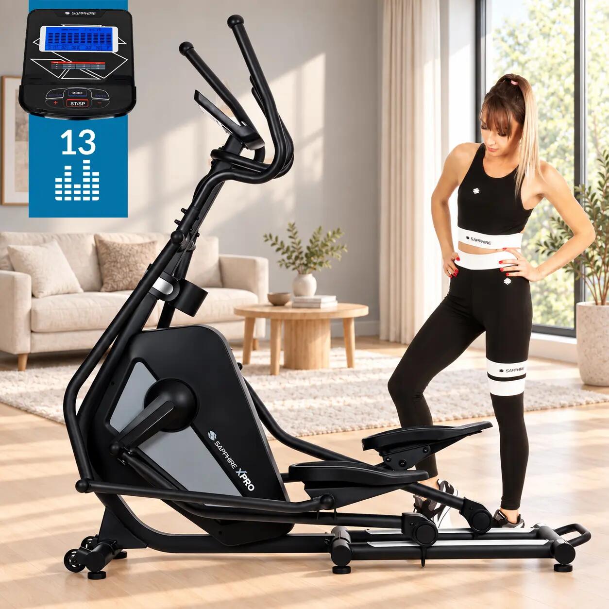 Trenażer eliptyczny Sapphire SG-1200E X-PRO elektromagnetyczny aplikacje Q 9cm 2/12
