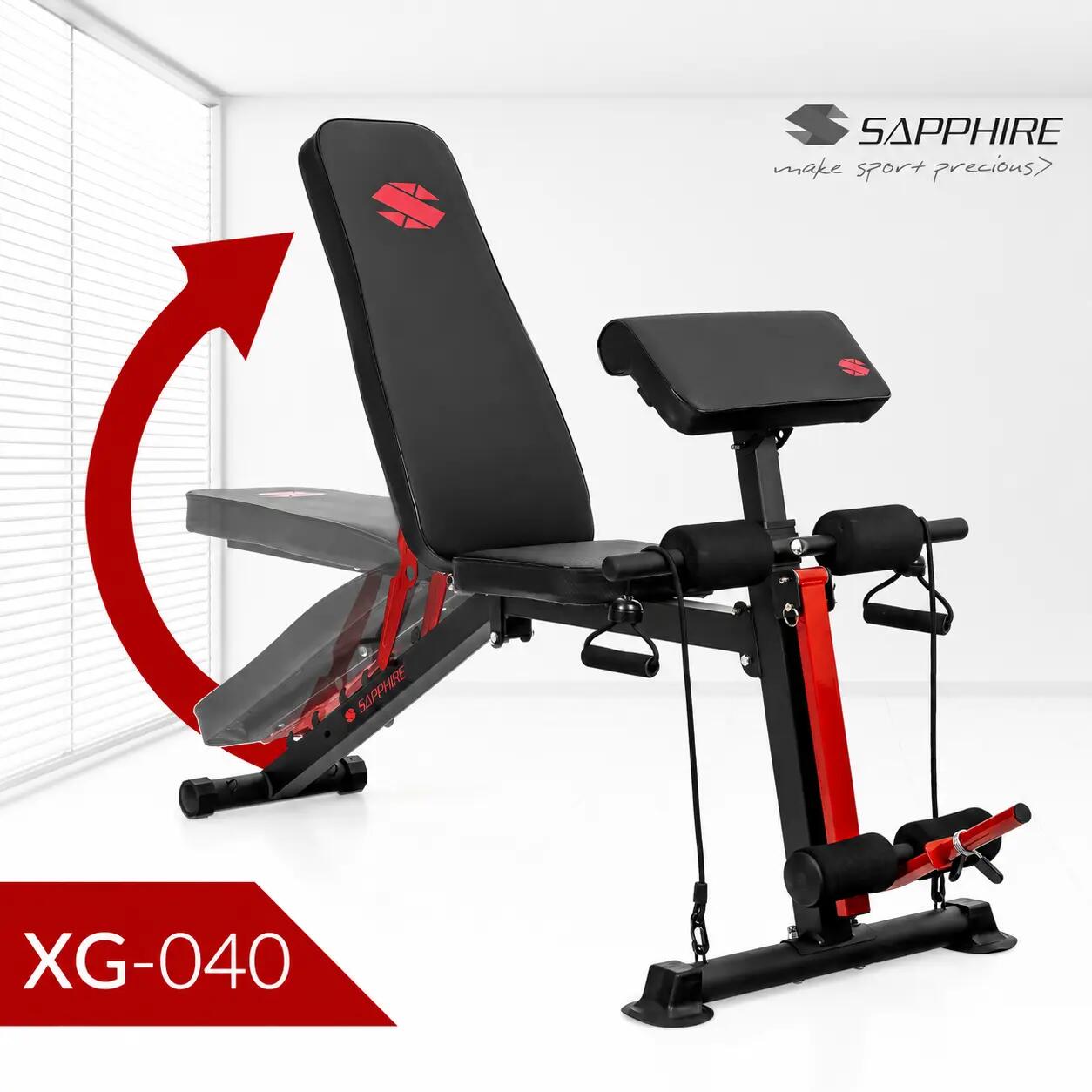 Ławka treningowa Sapphire XG-040 regulowana składana do 300 kg modlitewnik linki 2/15