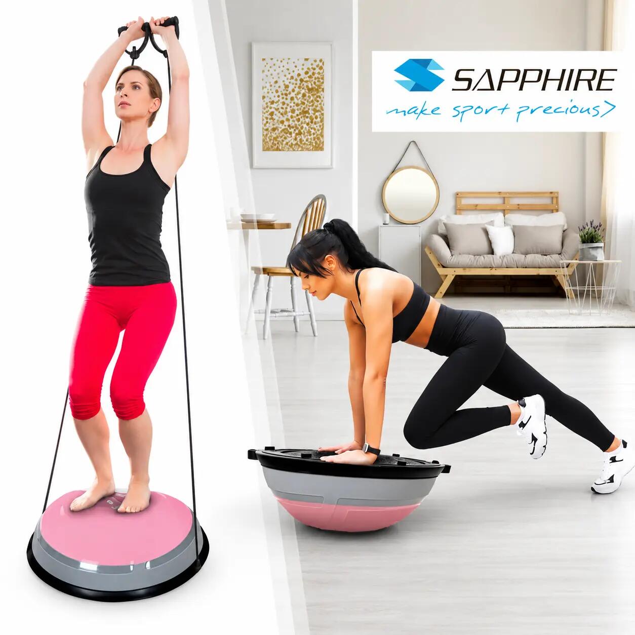Trener równowagi półpiłka do balansowania z linkami i pompką Sapphire SG-066 3/7