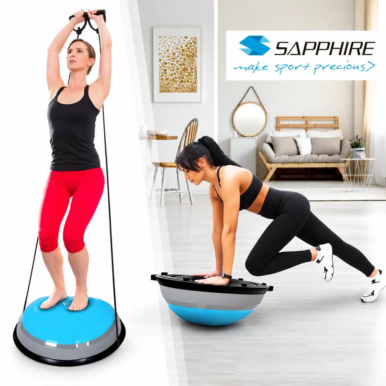 Trener równowagi półpiłka do balansowania z linkami i pompką Sapphire SG-066 3/7