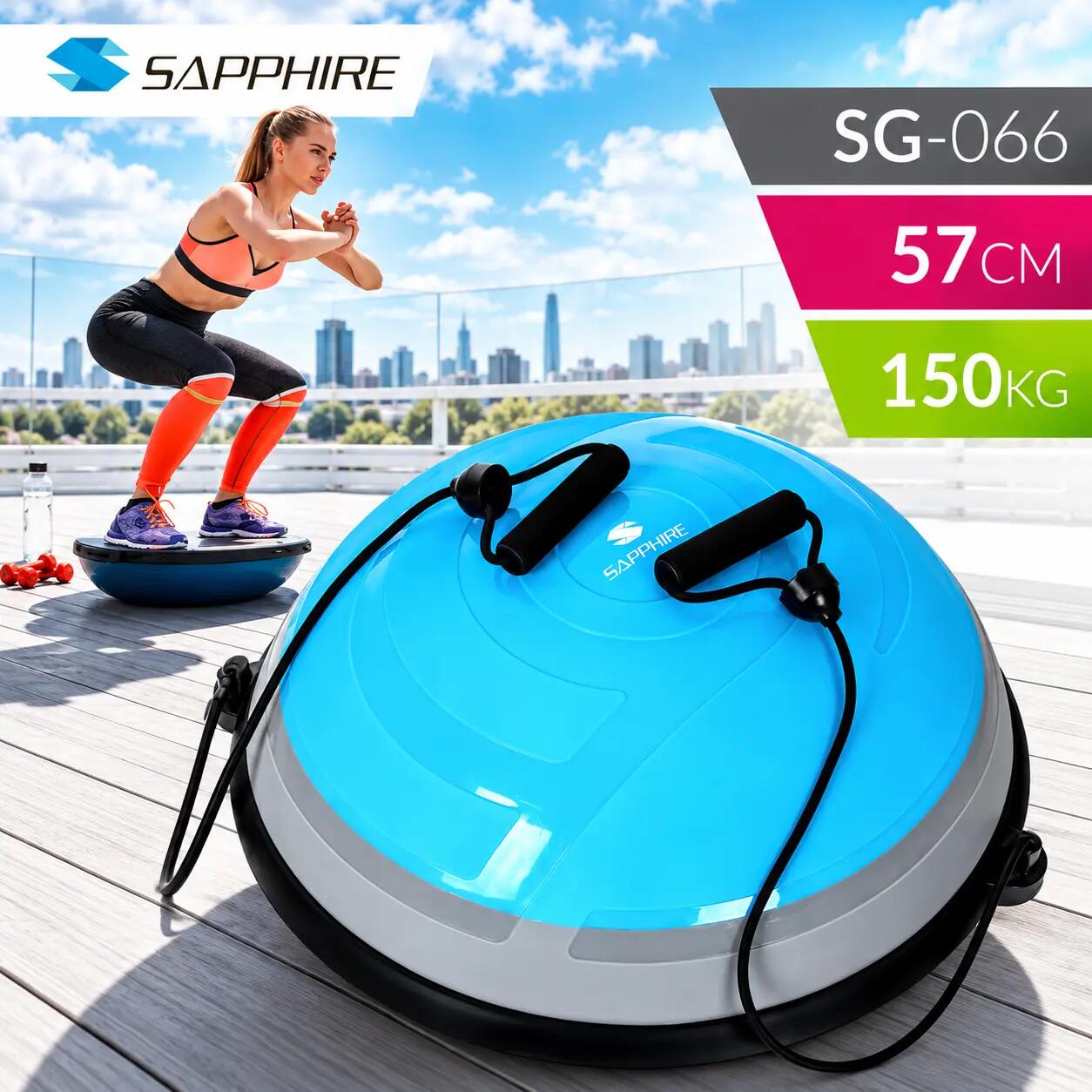 Trener równowagi półpiłka do balansowania z linkami i pompką Sapphire SG-066 2/7