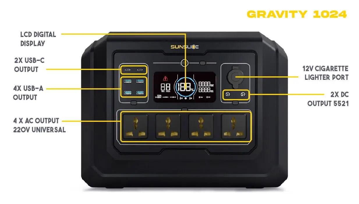 Draagbare powerstation 1024 Wh 2000 W LiFePO4 Gravity 1024 Zwart 8/9