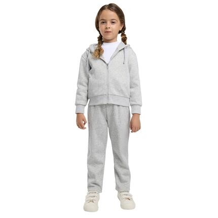 Chándal deportivo de niña afelpado chaqueta y pantalón recto gris