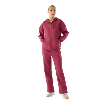 Conjunto de chándal deportivo afelpado chaqueta y pantalón recto rosa