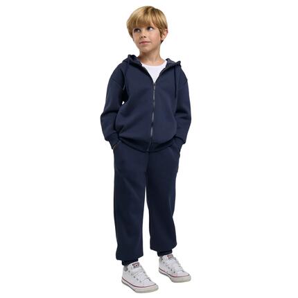 Chándal deportivo de niño afelpado chaqueta y jogger ancho marino