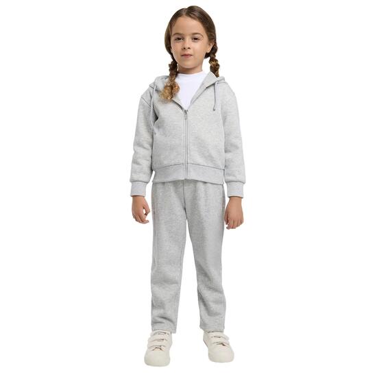 Chándal deportivo de niña afelpado chaqueta y pantalón recto gris