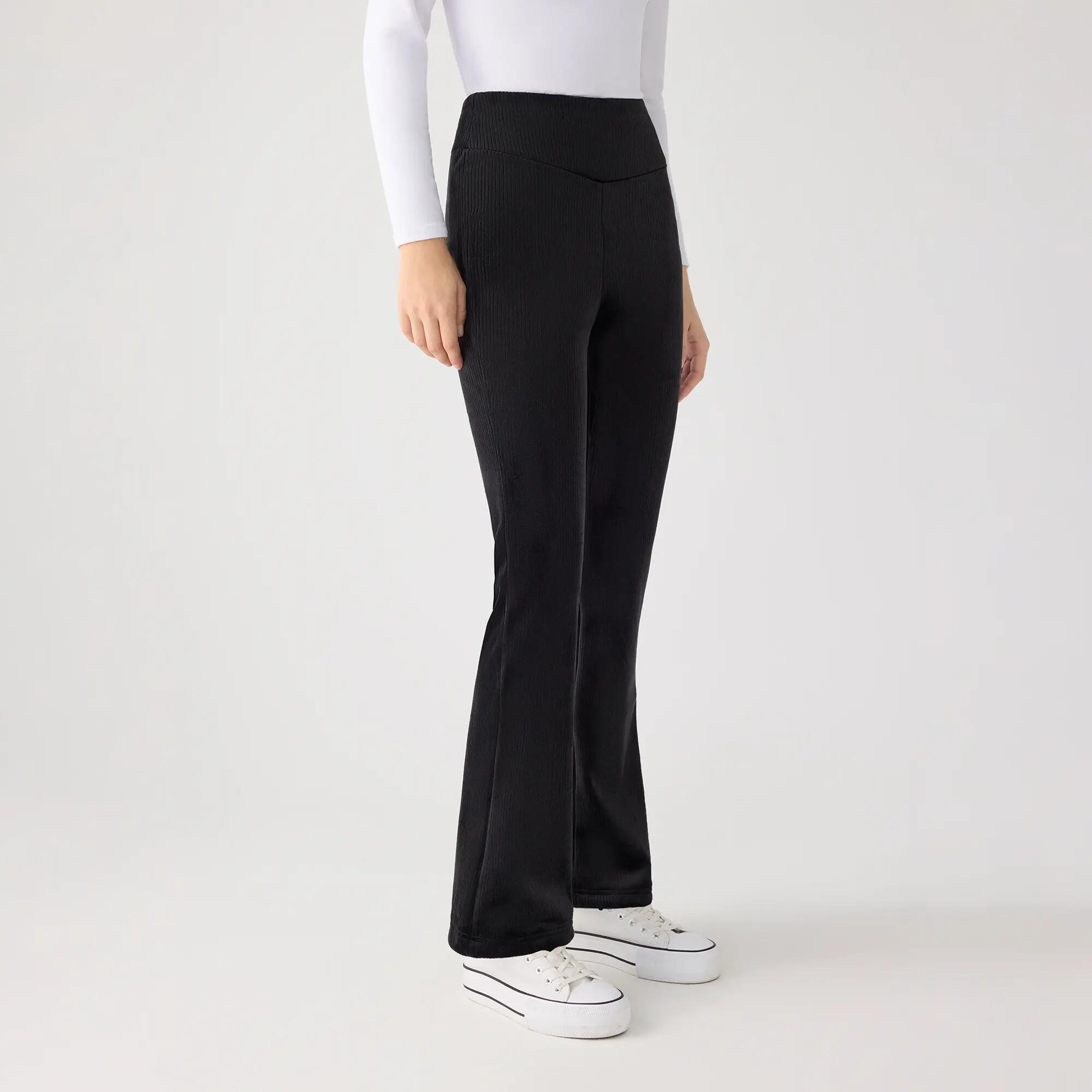 ULTRA TÉRMICO Leggings acampanados efecto pana negros 4/5