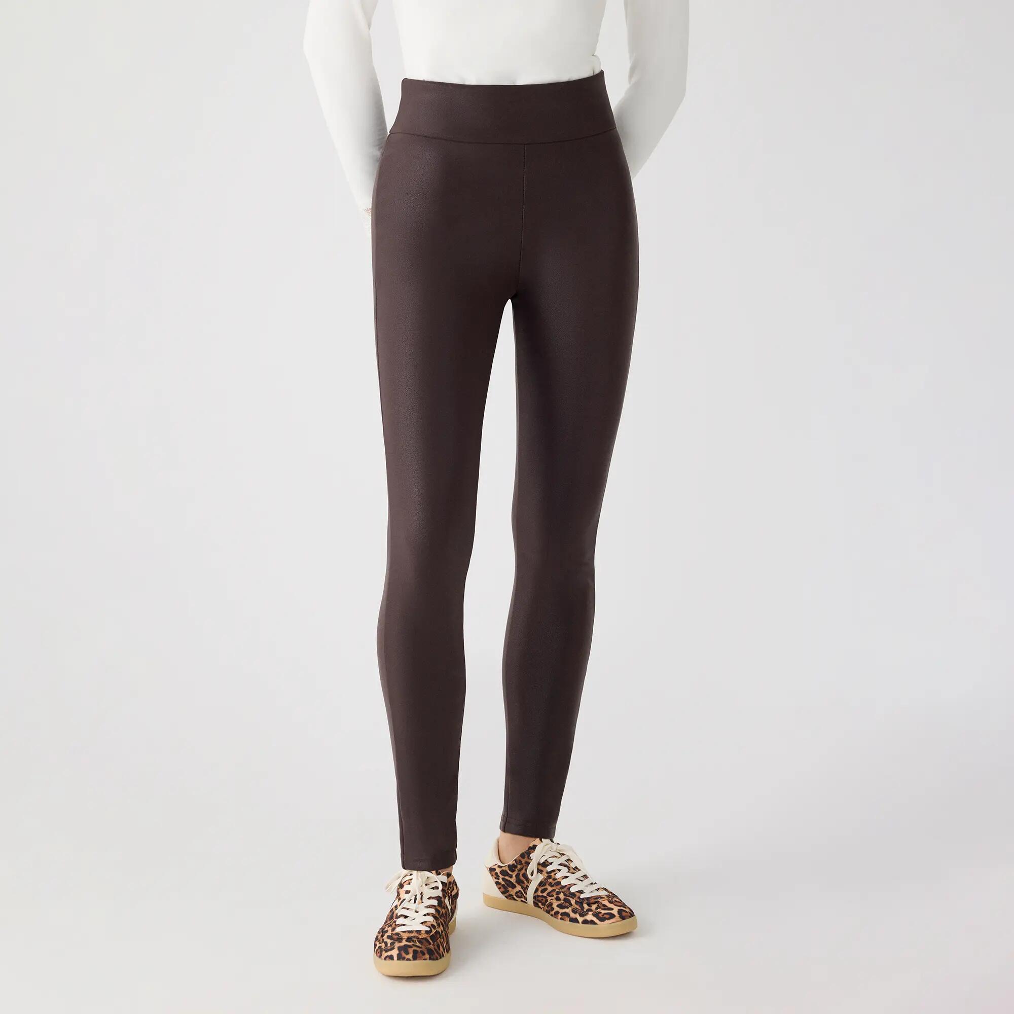 TÉRMICO Leggings efecto piel marrón chocolate 3/6