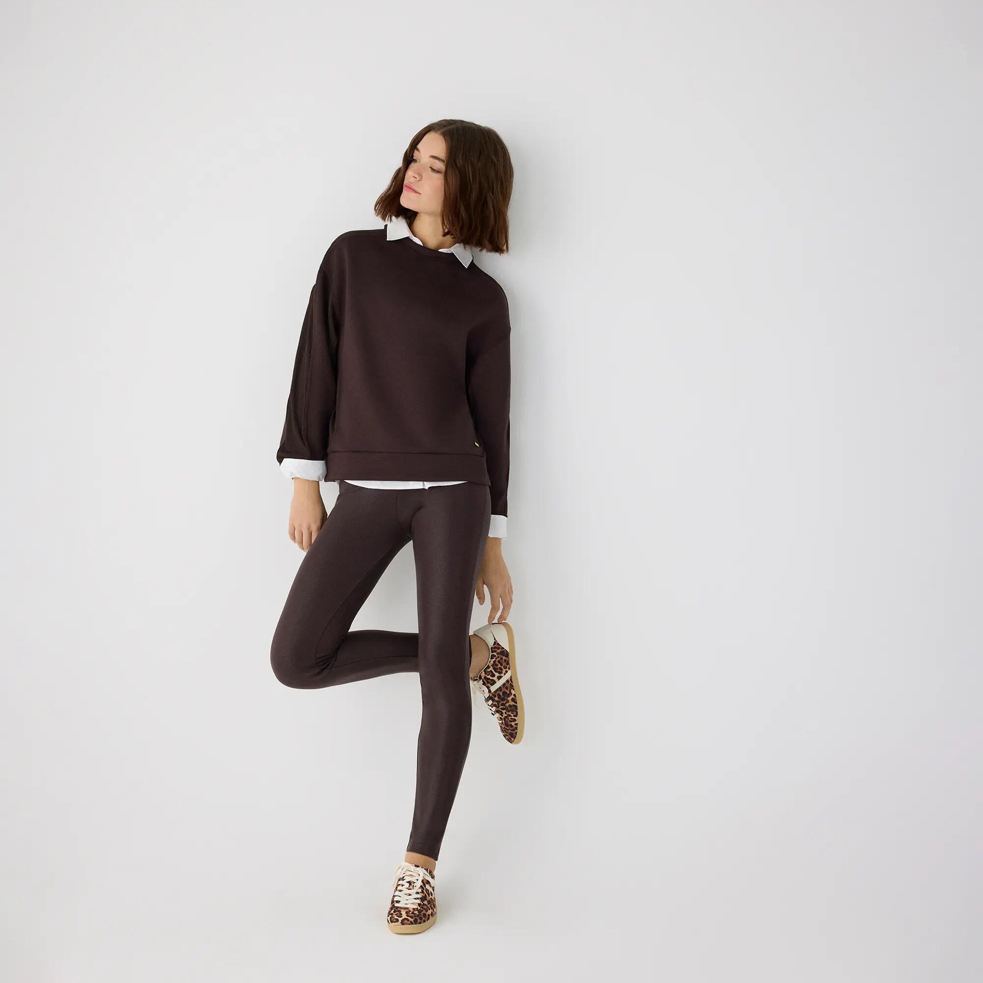 TÉRMICO Leggings efecto piel marrón chocolate 2/6