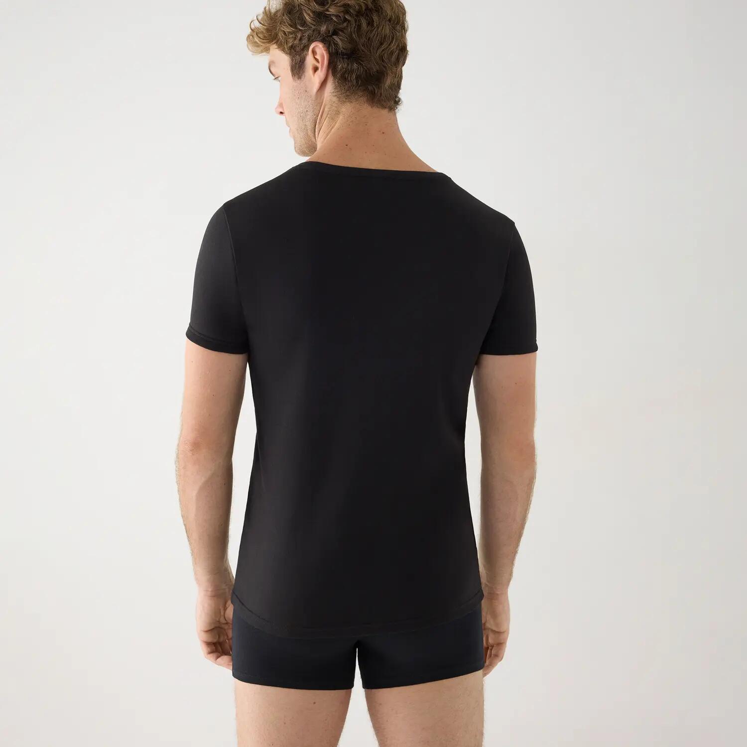 TÉRMICO LIGERO Camiseta hombre manga corta algodón negro 3/5