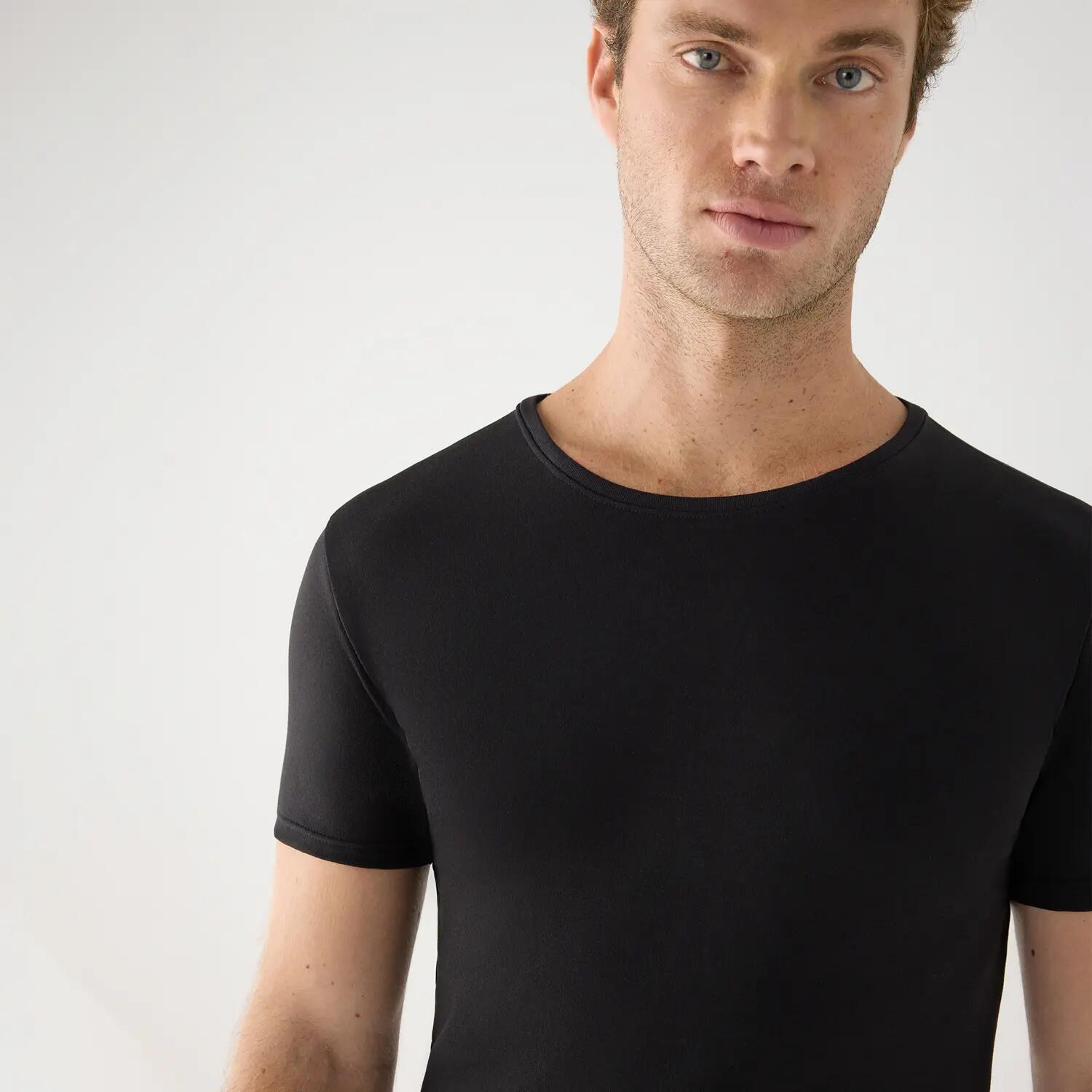 TÉRMICO LIGERO Camiseta hombre manga corta algodón negro 2/5