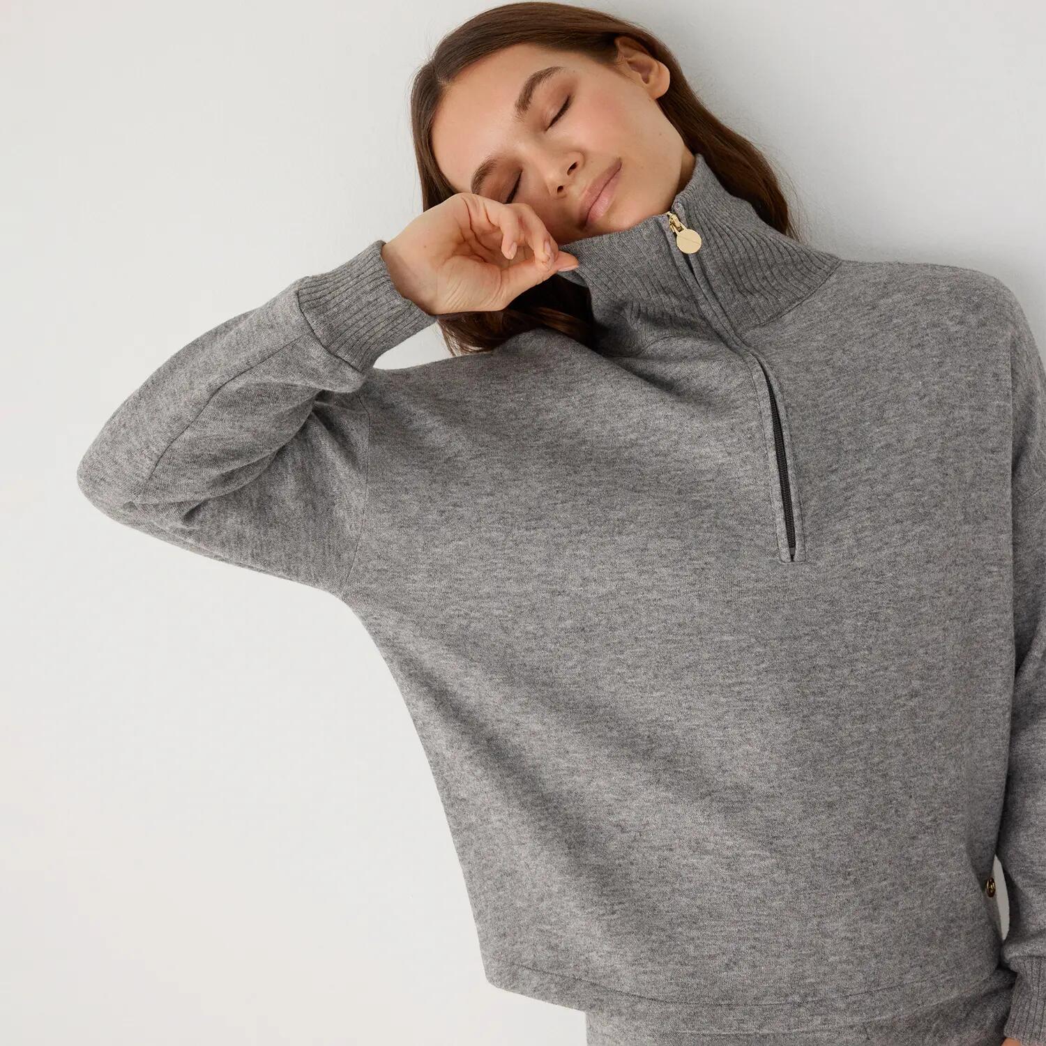 Pull gris chaud à col zippé 7/7