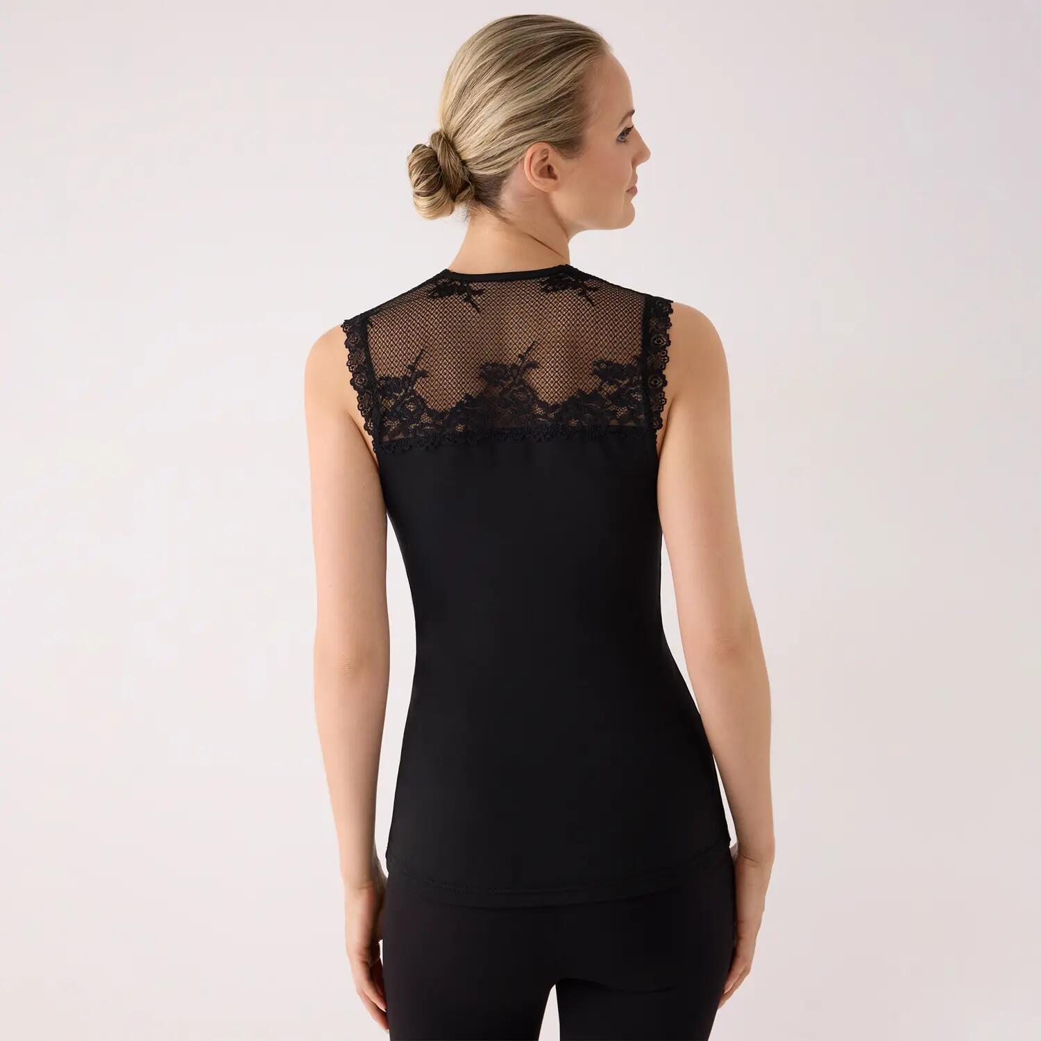 TÉRMICO Camiseta mujer sin mangas con encaje negro 2/5