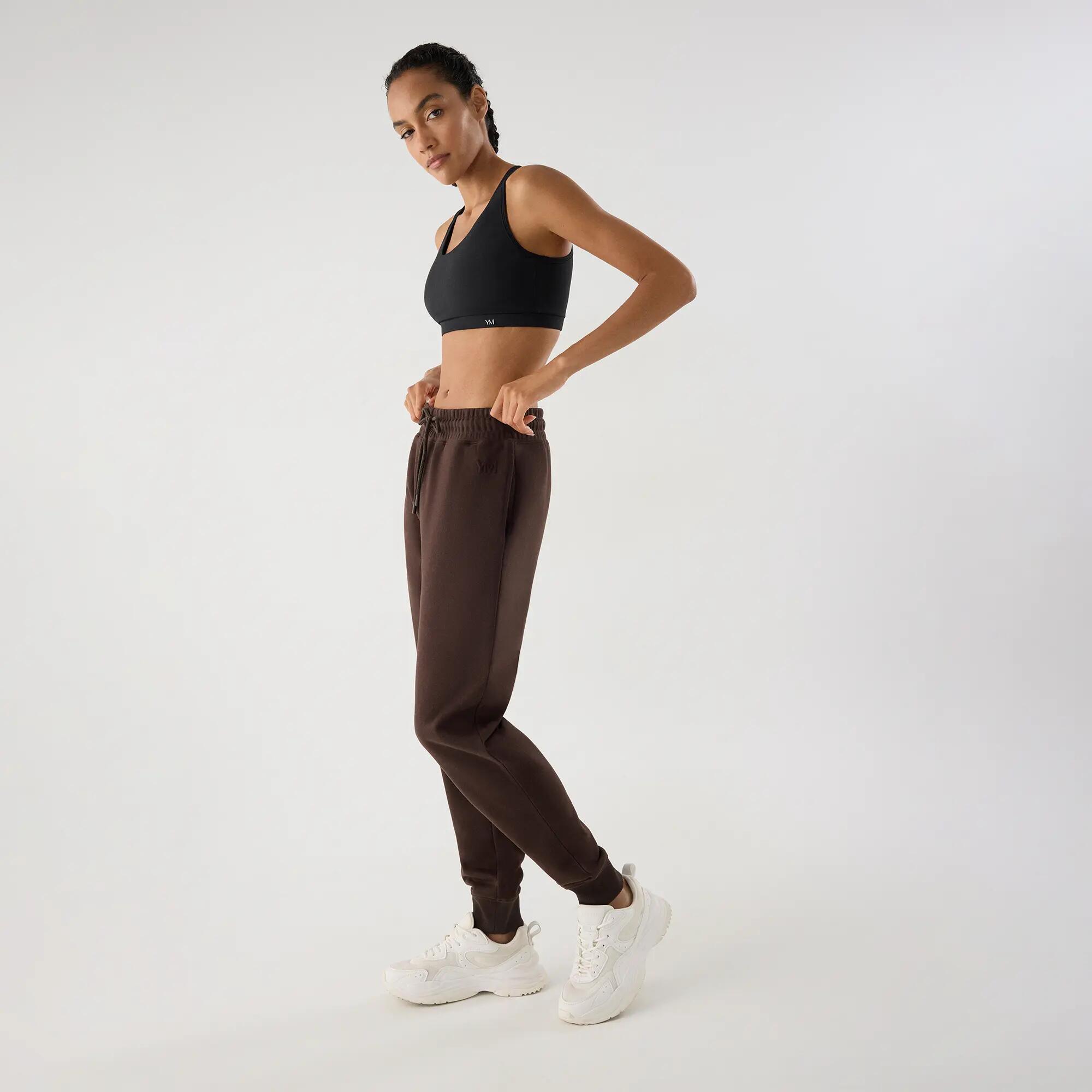 Pantalón deportivo jogger con cintura ajustable marrón 3/6