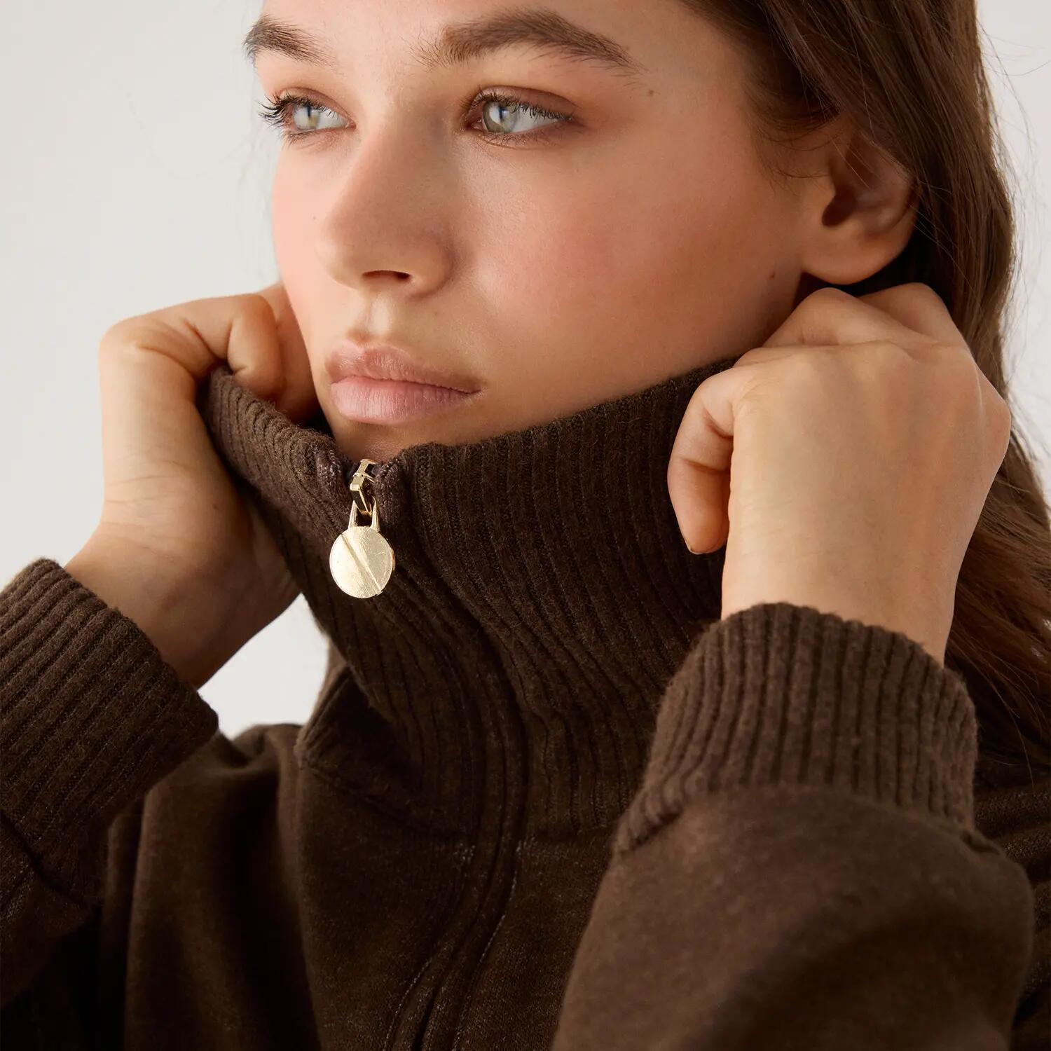 Pull chaud marron à col zippé 7/7