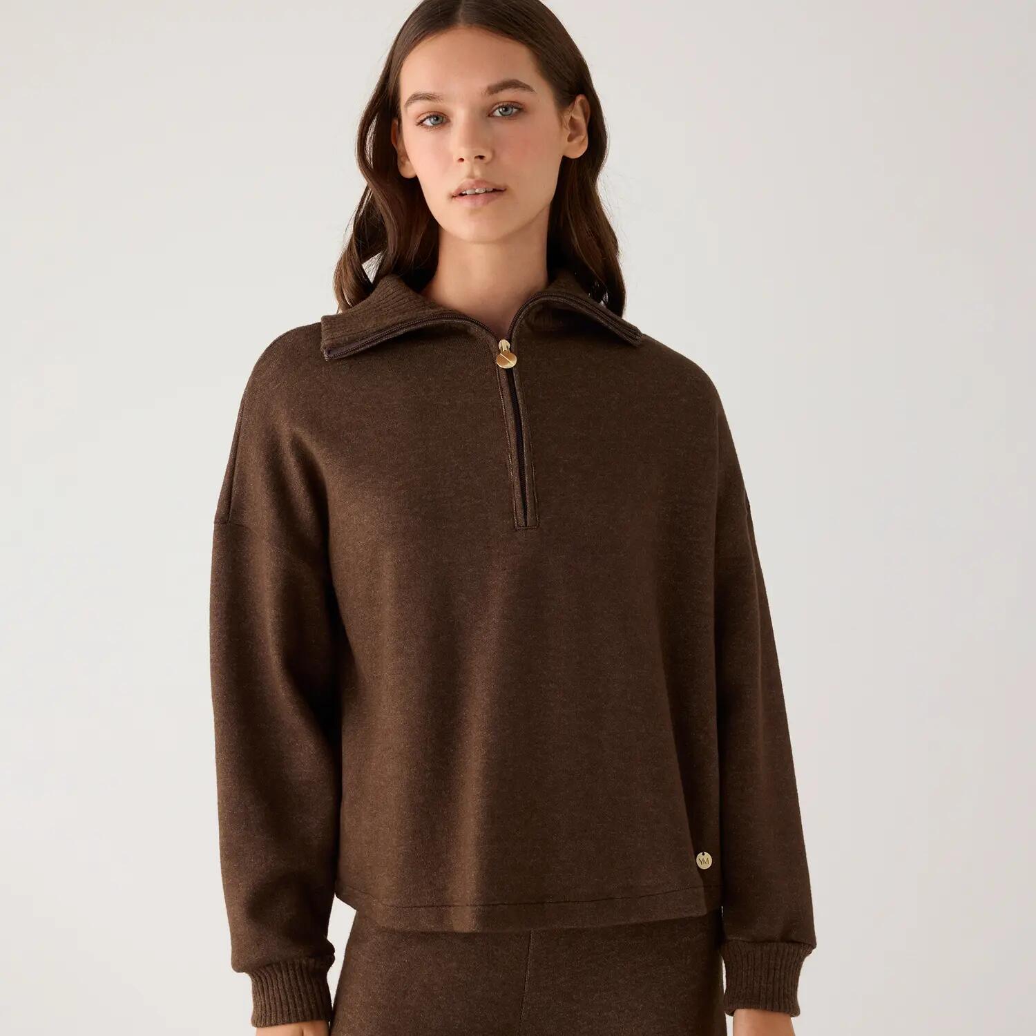 Pull chaud marron à col zippé 2/7