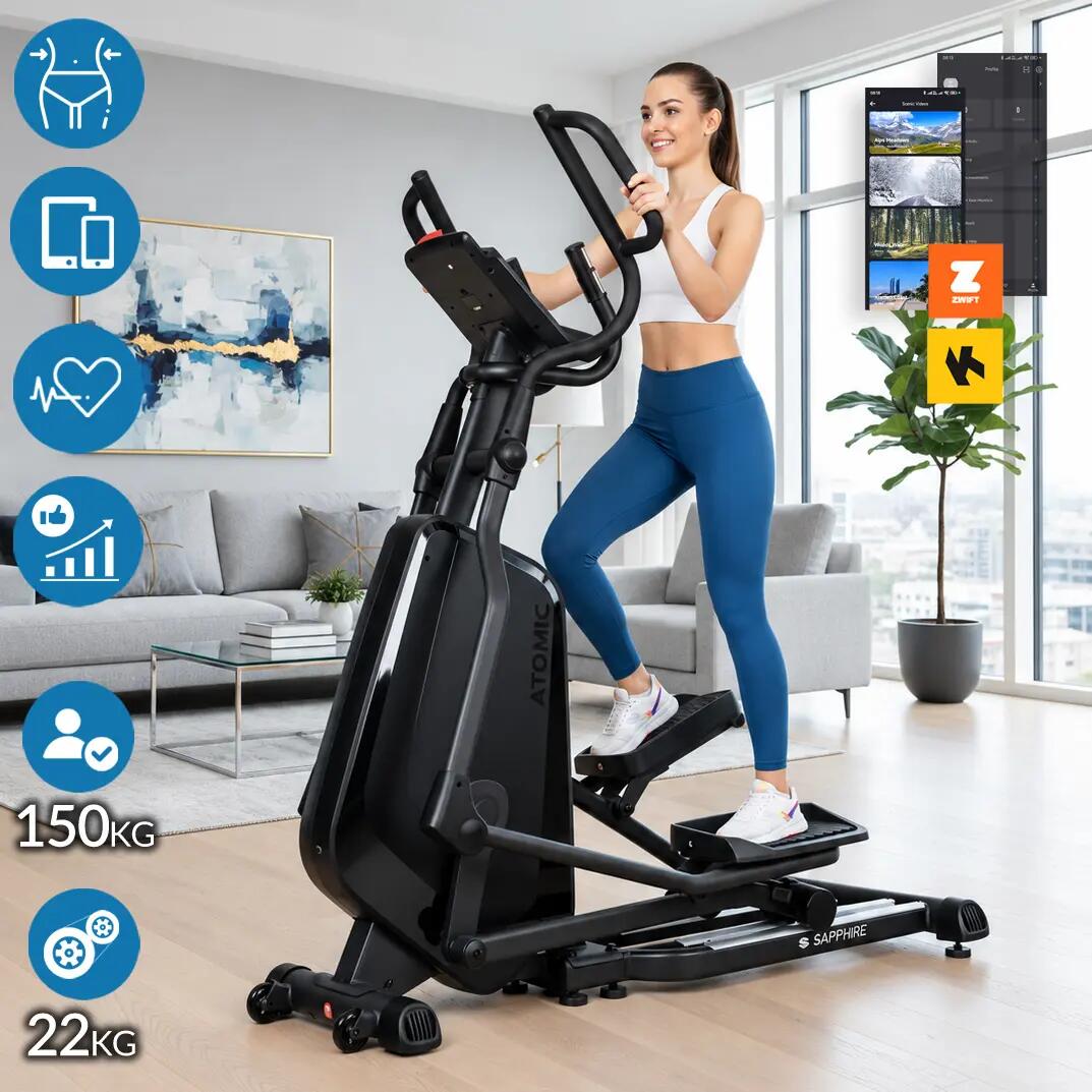 Trenażer eliptyczny Sapphire SG-1000E Atomic elektromagnetyczny Aplikacje Q 9cm 3/13