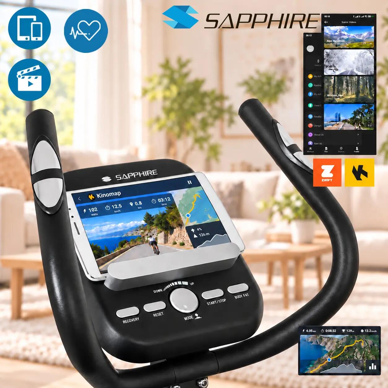 Trenażer eliptyczny Sapphire Galaxy 2 elektromagnetyczny aplikacje 17 programów 5/12