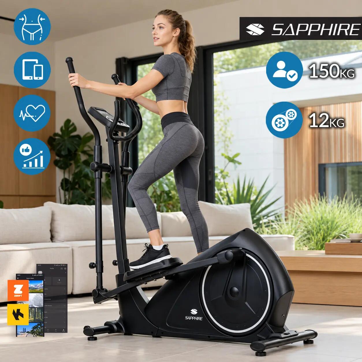 Trenażer eliptyczny Sapphire Galaxy 2 elektromagnetyczny aplikacje 17 programów 3/12