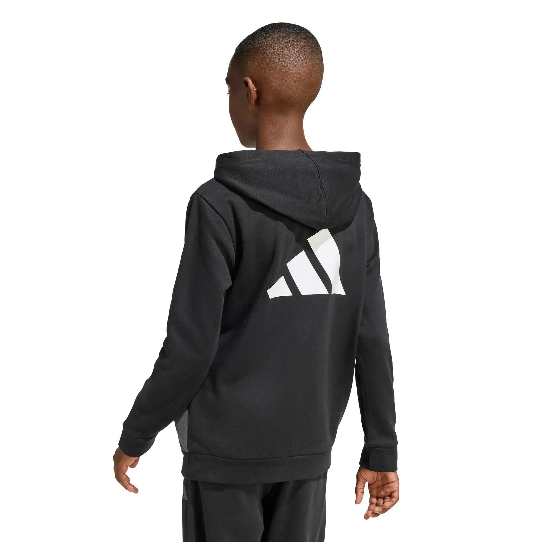 Felpe in pile per bambini Adidas Colorblock nero. 6/7