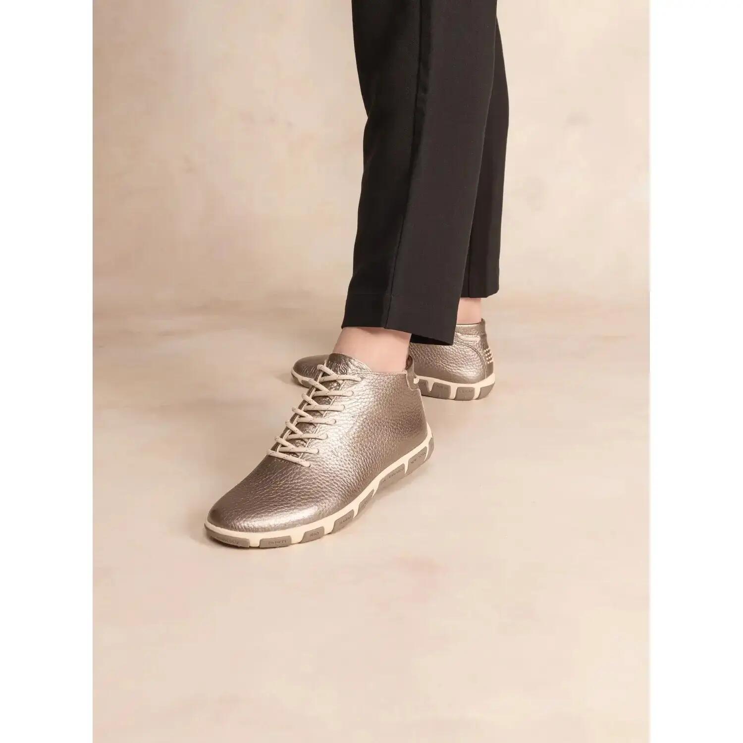 Tennis hautes - Femme - Cuir lacets - JUHAYNA - Gris/Cuivre 5/5