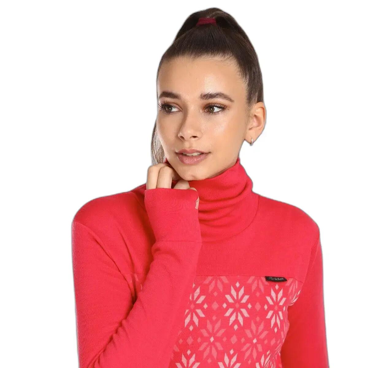 Camiseta térmica interior Mujer 100% lana Merina JANNU-W KILPI rosa 3/4