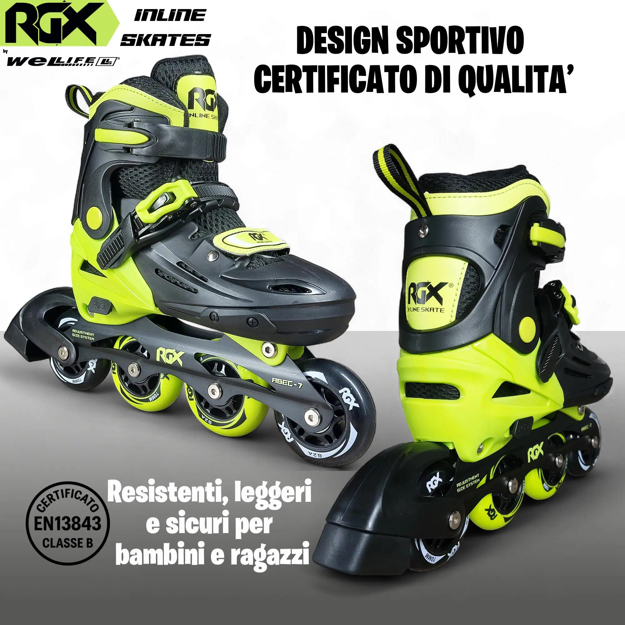 Pattini in Linea Bambini Regolabili 4 Misure RGX-SK01 6/8