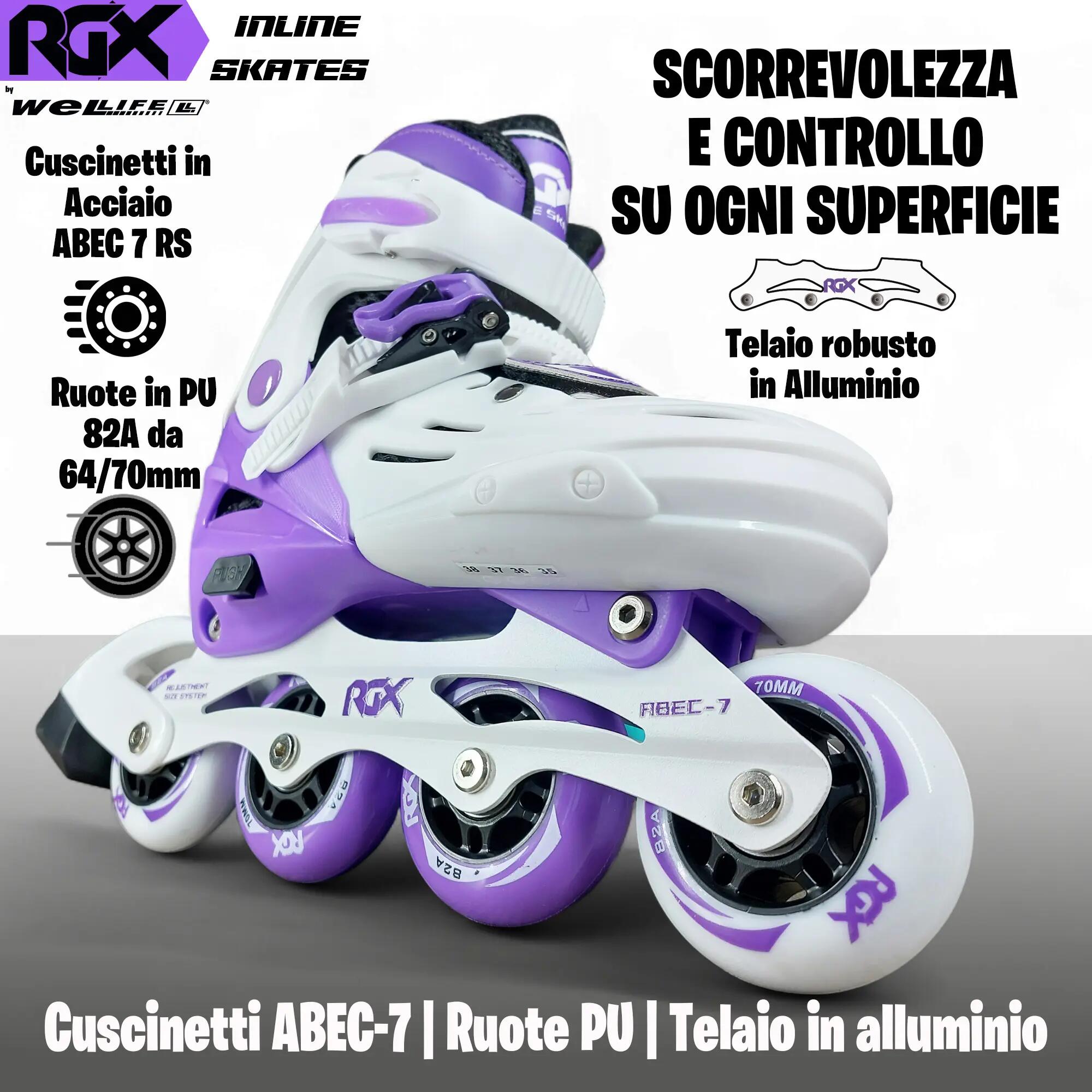 pattini in Linea Bambini Regolabili 4 Misure RGX-SK01 5/8