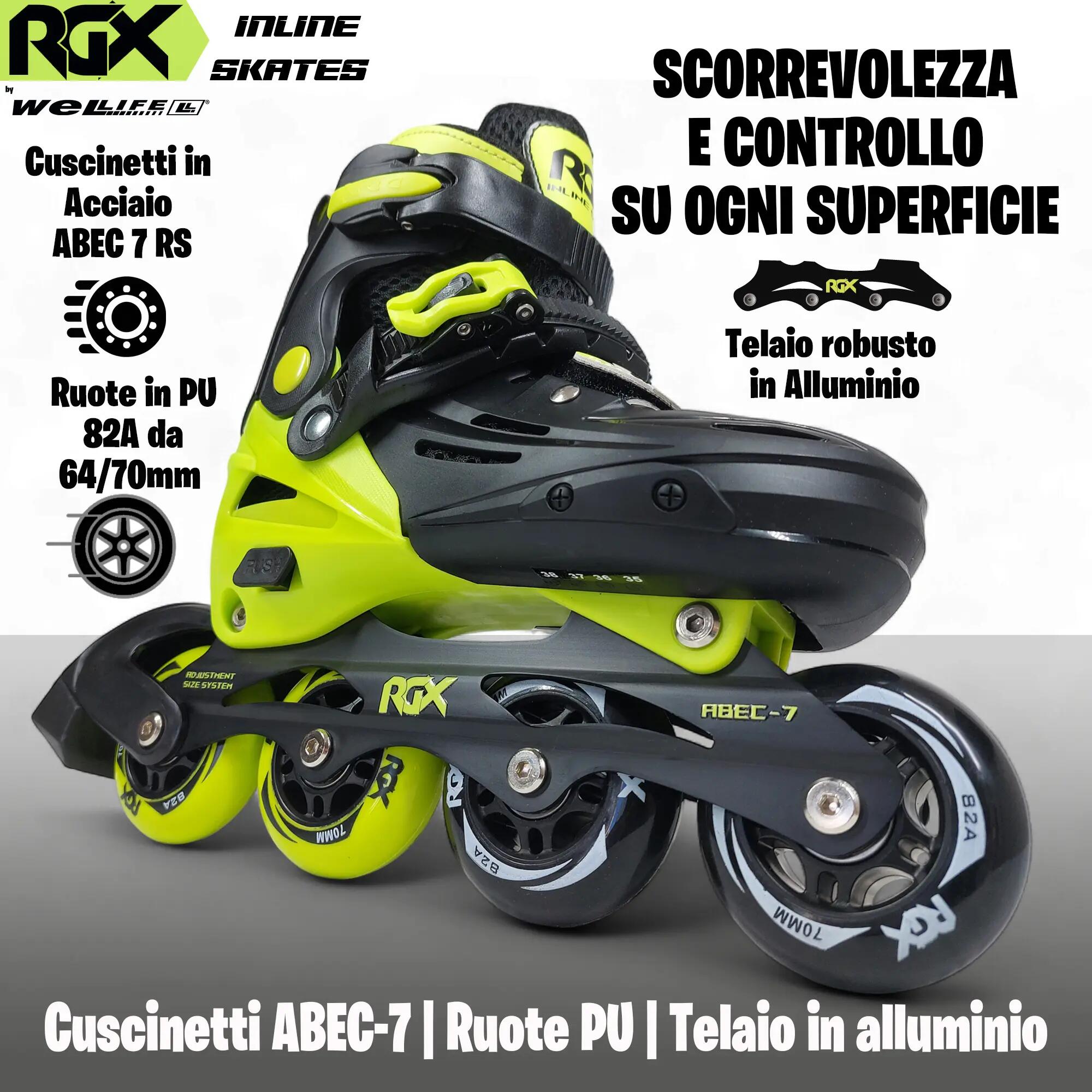 Pattini in Linea Bambini Regolabili 4 Misure RGX-SK01 5/8