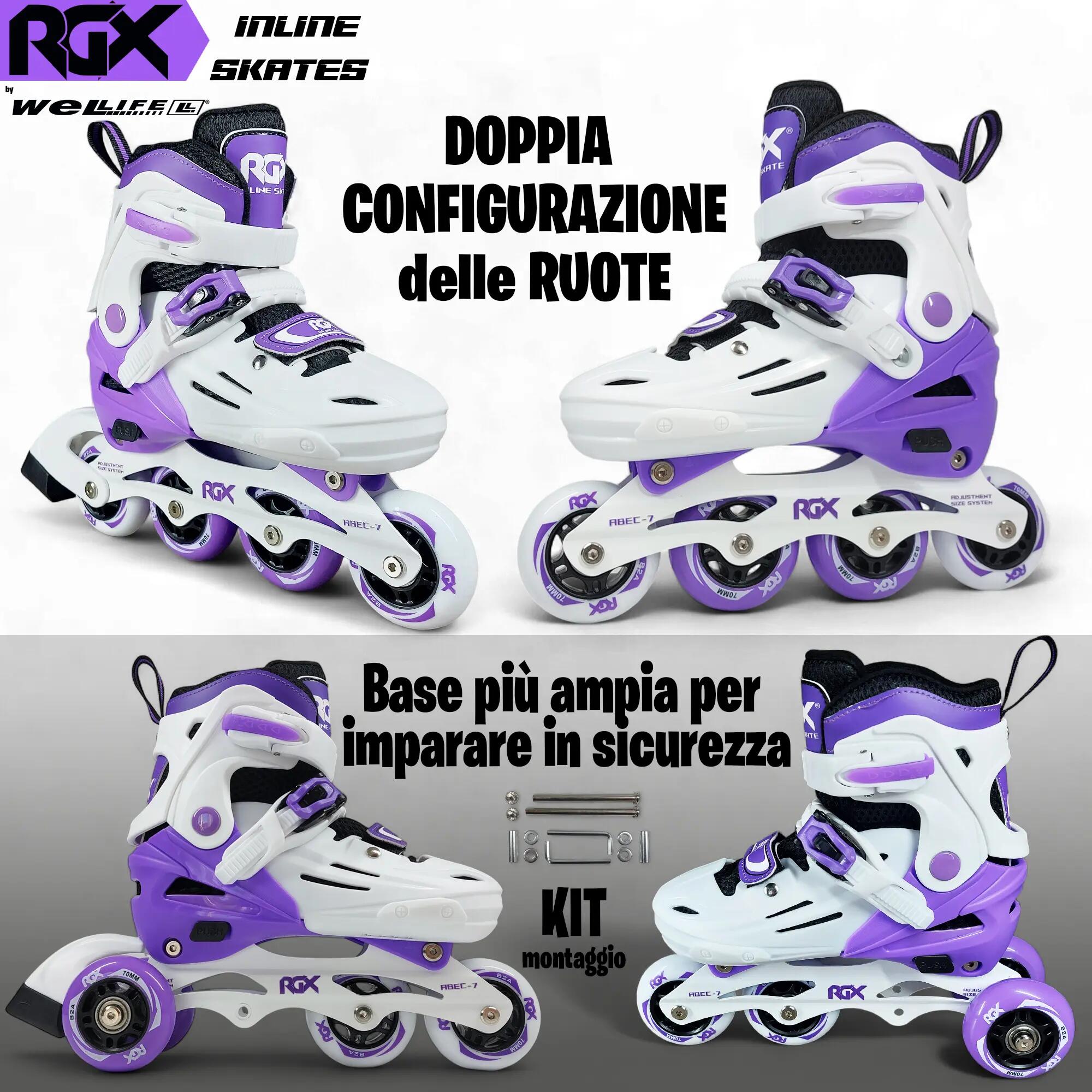 pattini in Linea Bambini Regolabili 4 Misure RGX-SK01 4/8