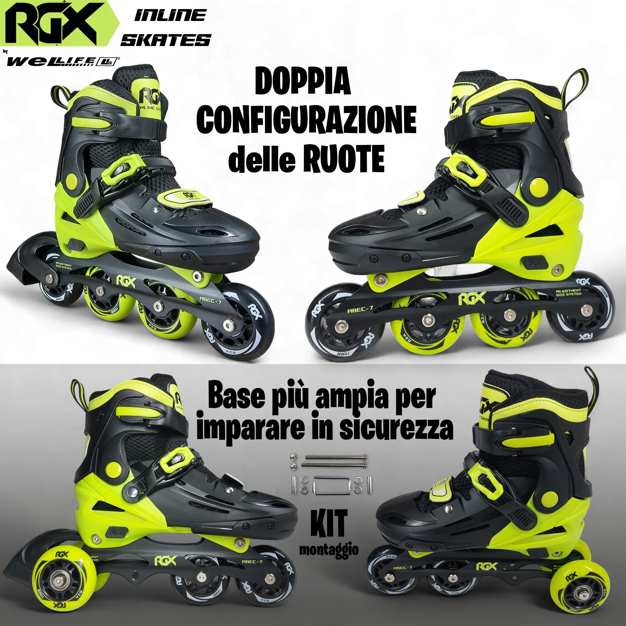 Pattini in Linea Bambini Regolabili 4 Misure RGX-SK01 4/8