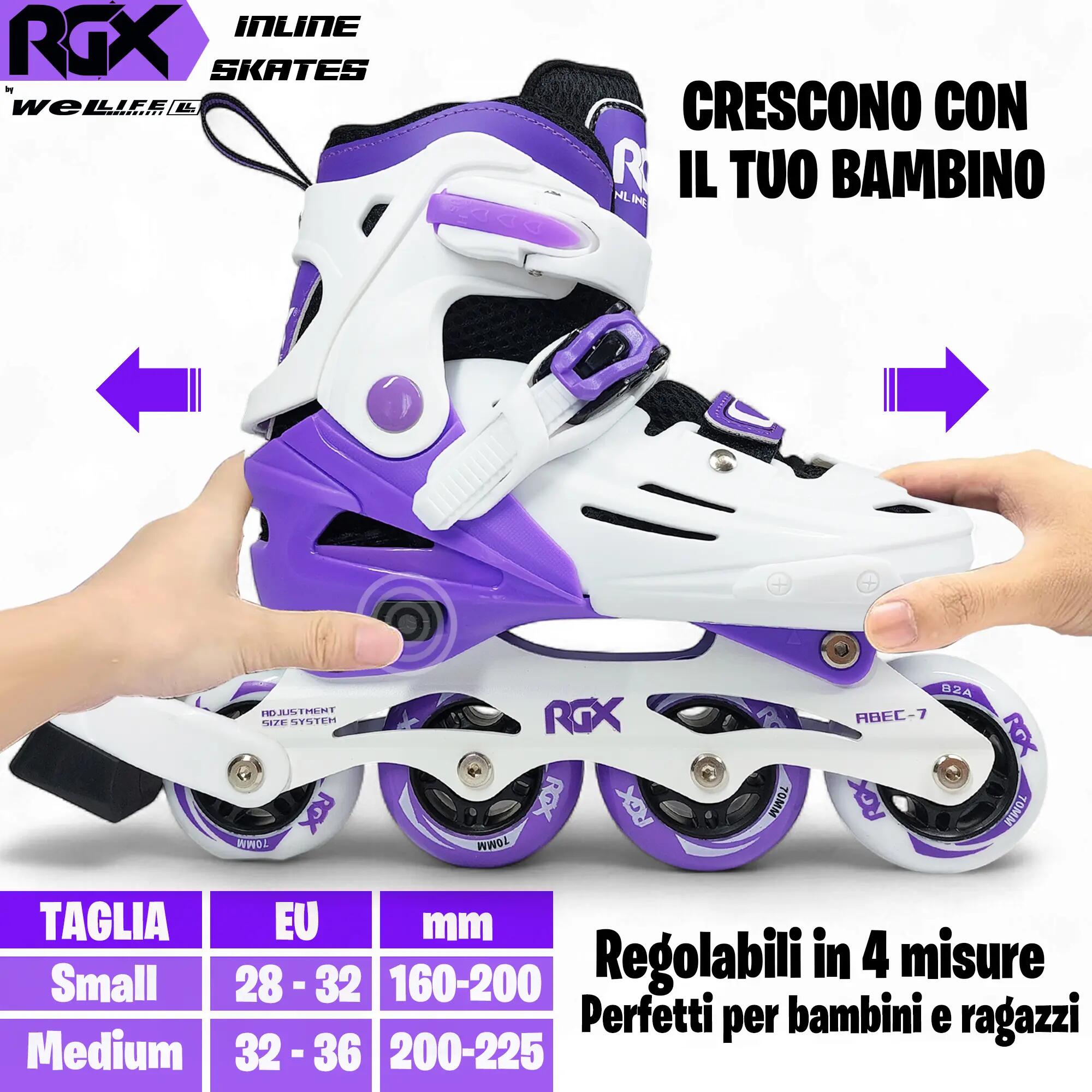 pattini in Linea Bambini Regolabili 4 Misure RGX-SK01 3/8