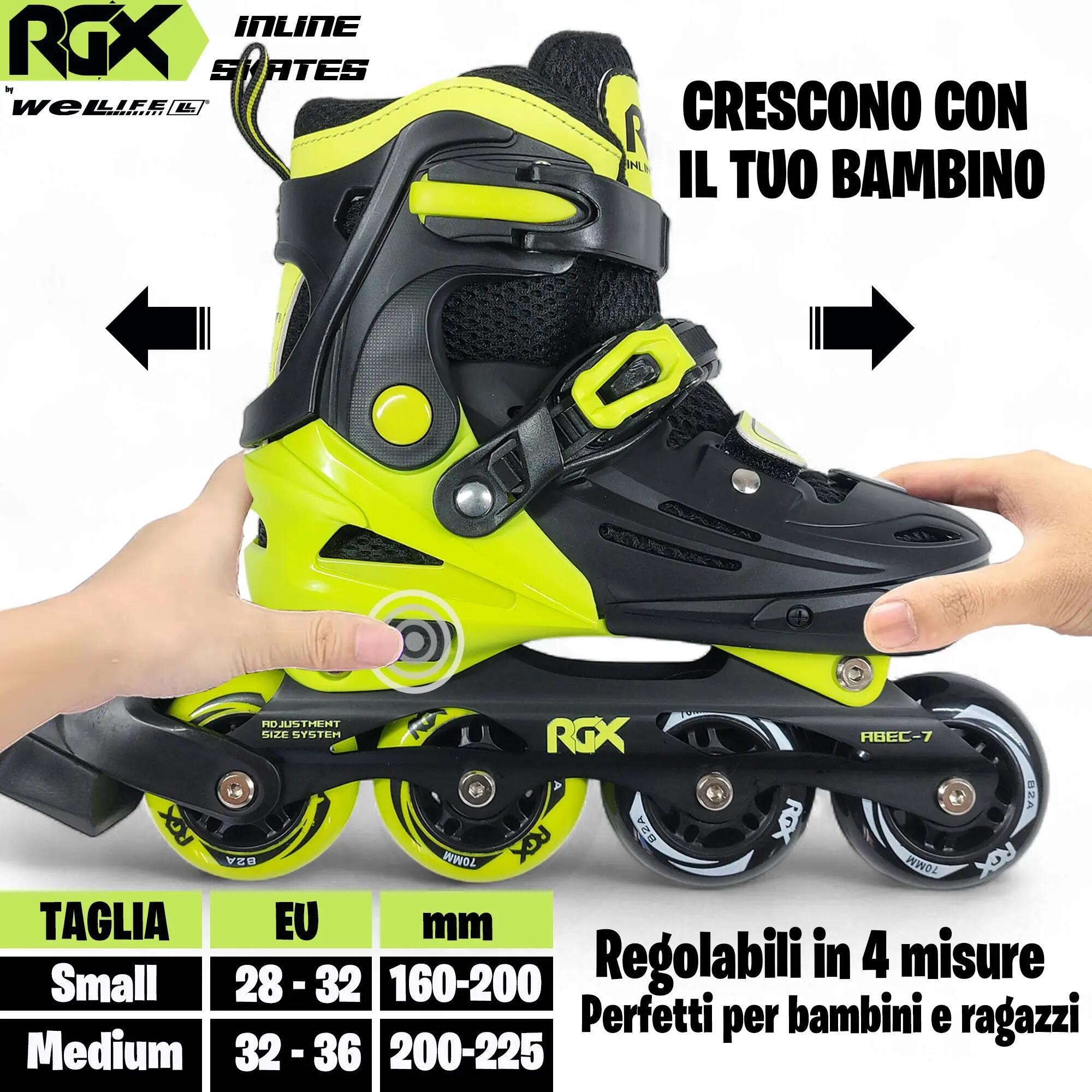 Pattini in Linea Bambini Regolabili 4 Misure RGX-SK01 3/8