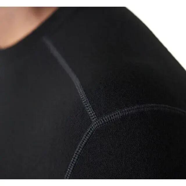 Mens Classic Thermal Merino Base Layer Crew Long Sleeve Top Black 6/6