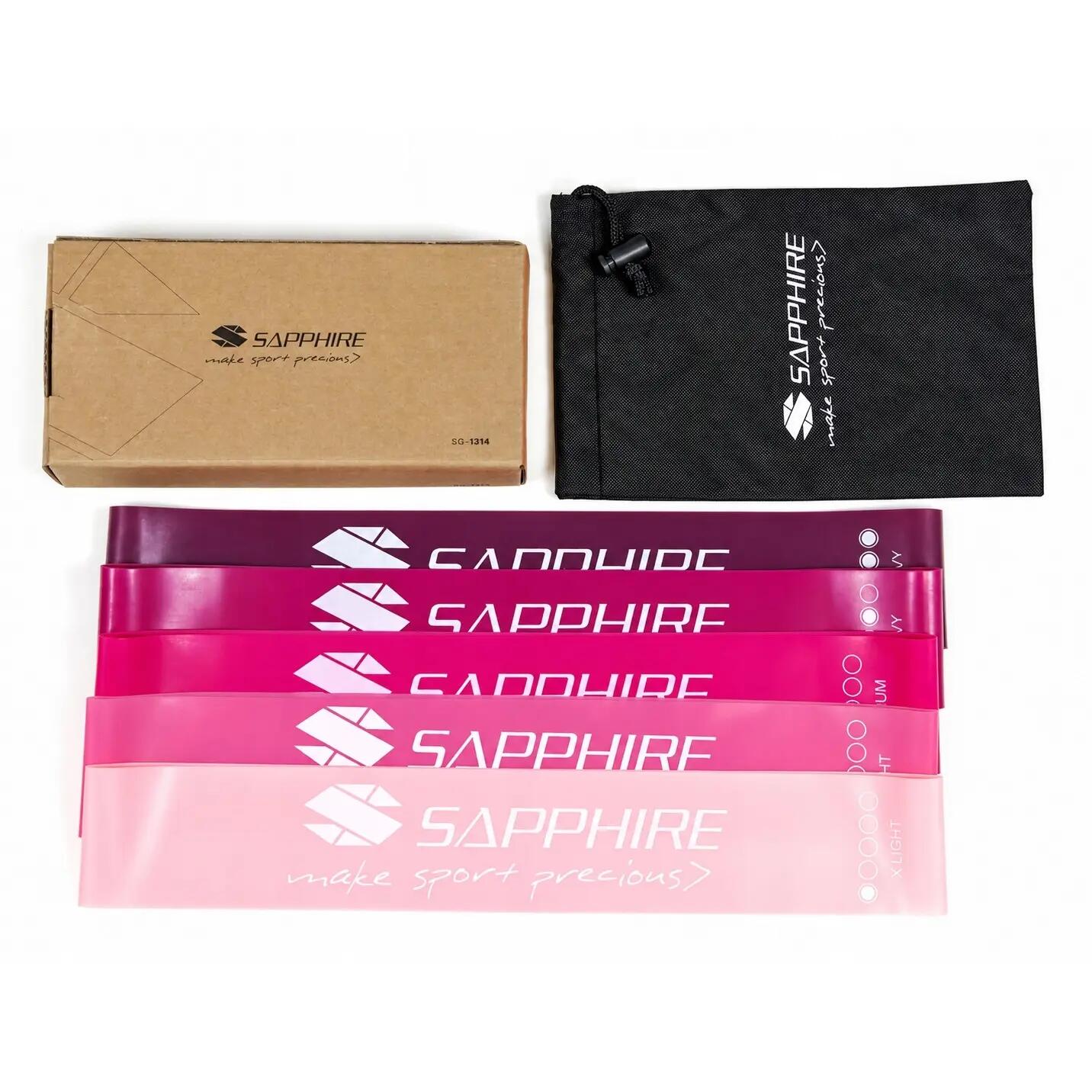 Zestaw gum oporowych Sapphire SG-1314 5 szt. mini band z etui do przechowywania 2/8