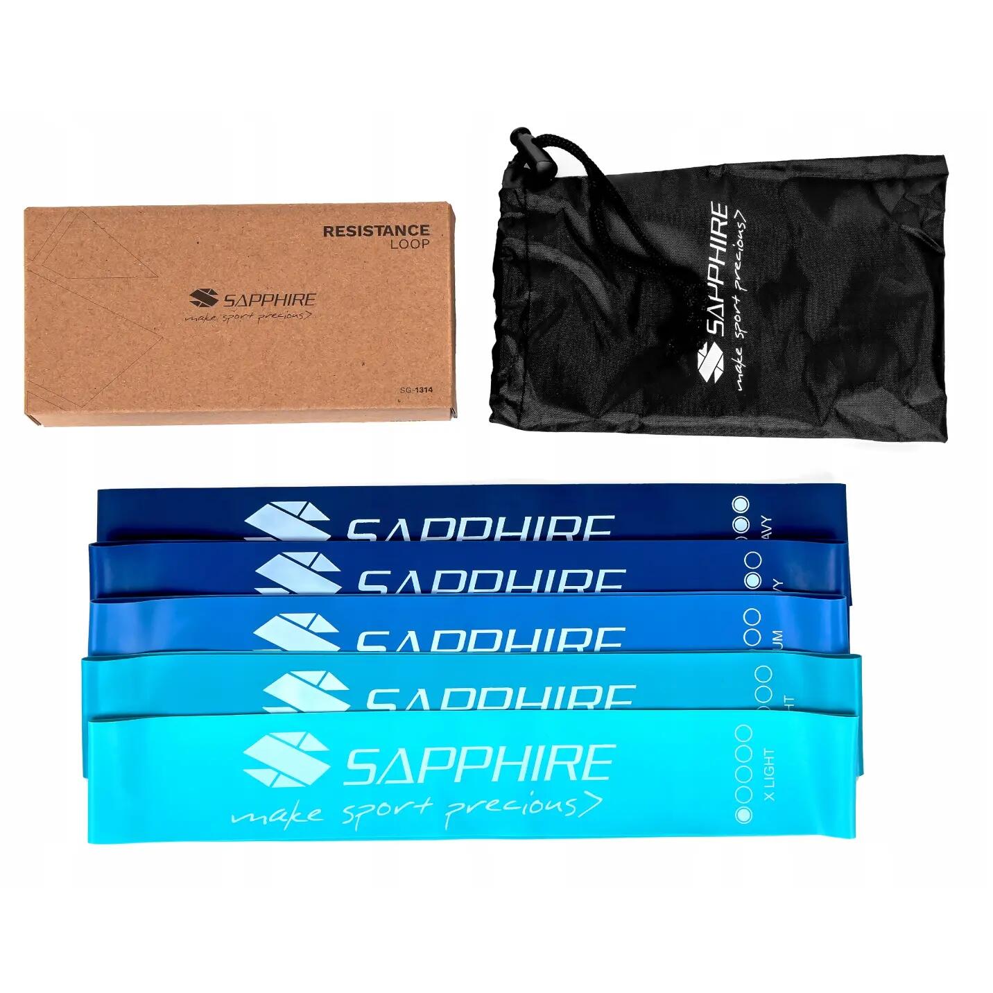 Zestaw gum oporowych Sapphire SG-1314 5 szt. mini band z etui do przechowywania 2/8