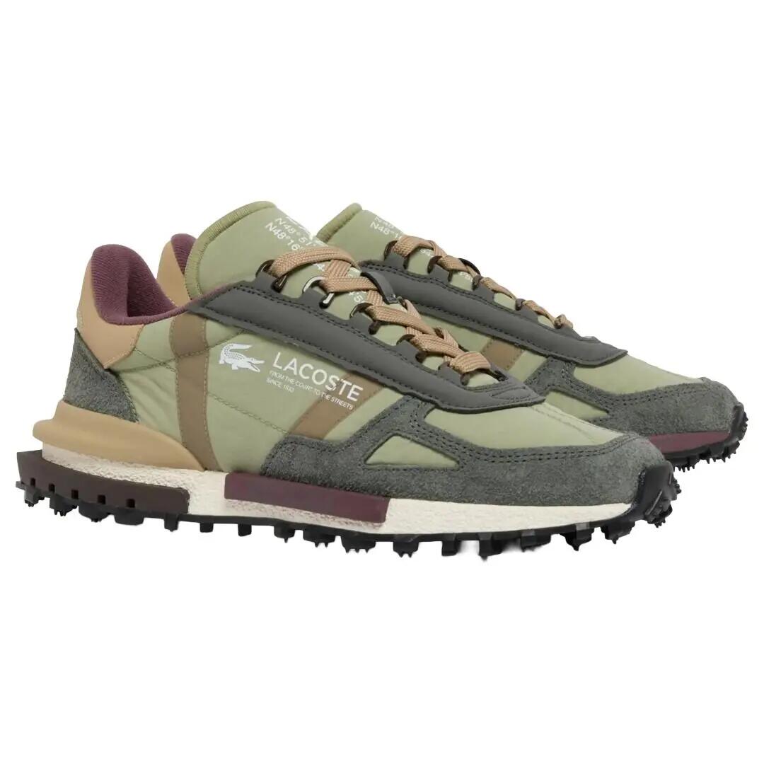 Zapatillas Verdes Lacoste Elite Active Dark Grey Light Khaki de Estilo Retro 2/4