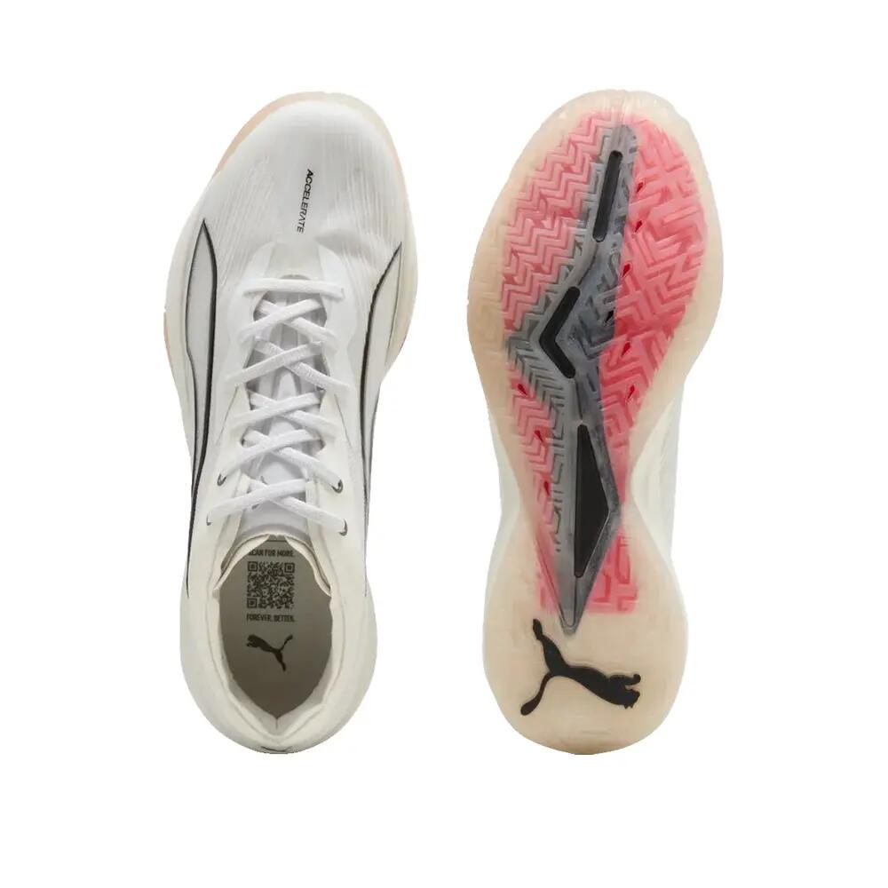 Chaussures de handball PUMA Accelerate Nitro SQD 5 Blanc/Noir/Marron 5/6