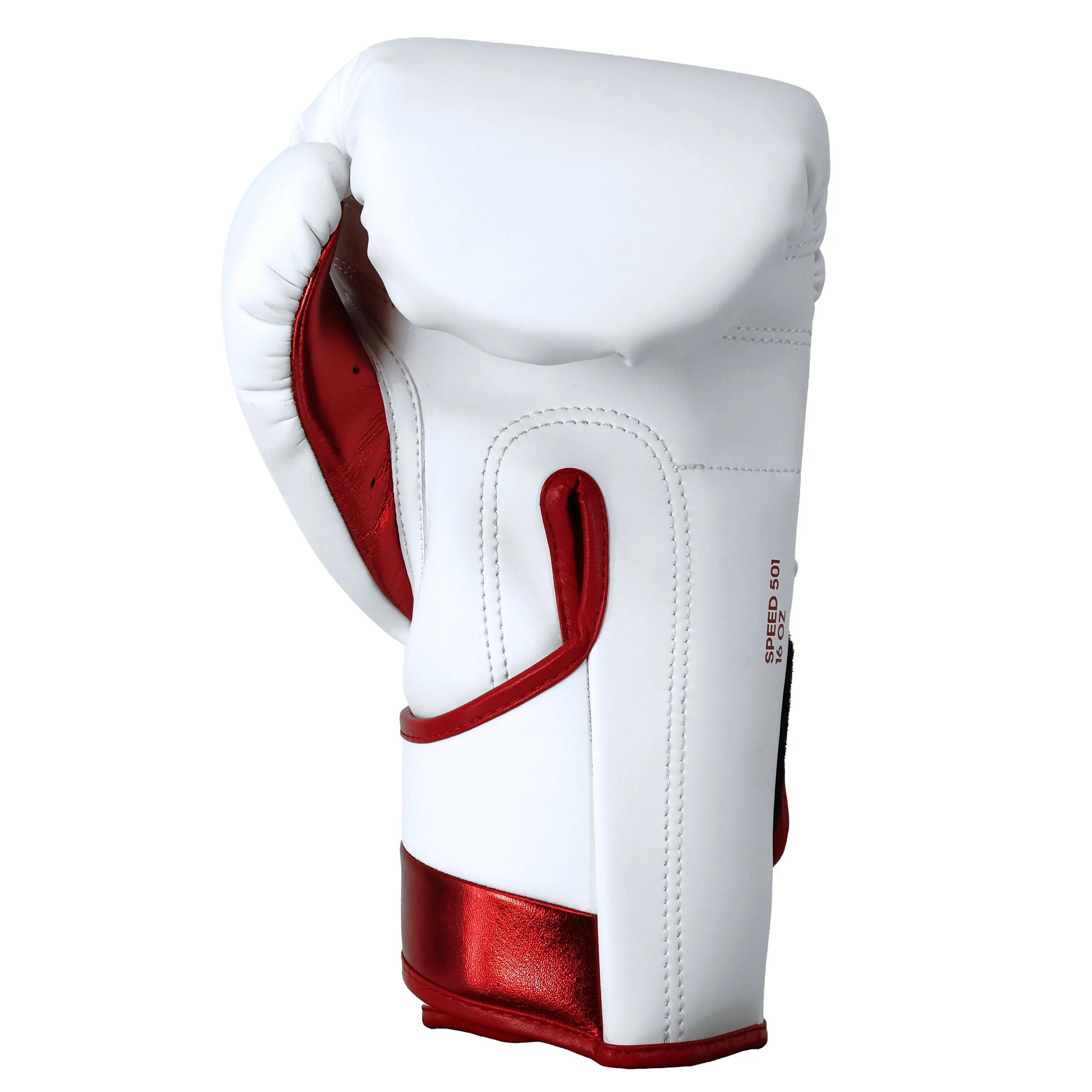 Gants de boxe speed 501 pro velcro  (couleur : blanc/rouge - taille : 14oz) 5/7