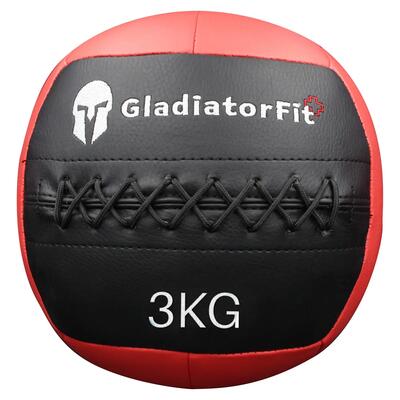 Wall Ball GladiatorFit 3 kg similpelle rosso impugnatura antiscivolo