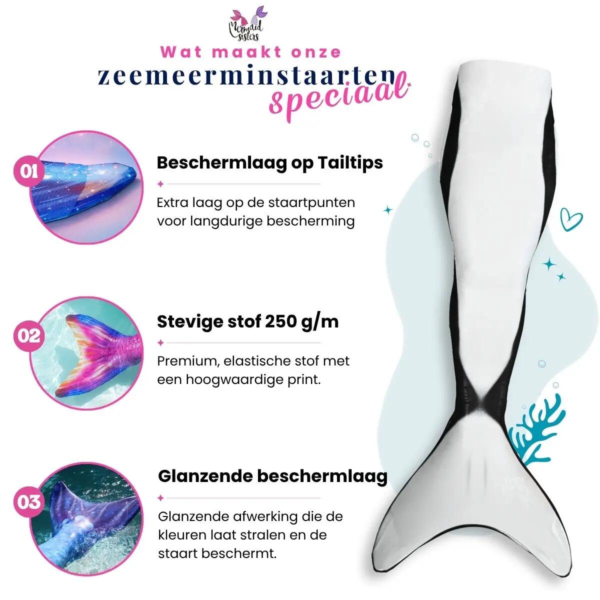 Losse Zeemeerminstaart zwemkleding Orca - Zwart/Wit 5/6