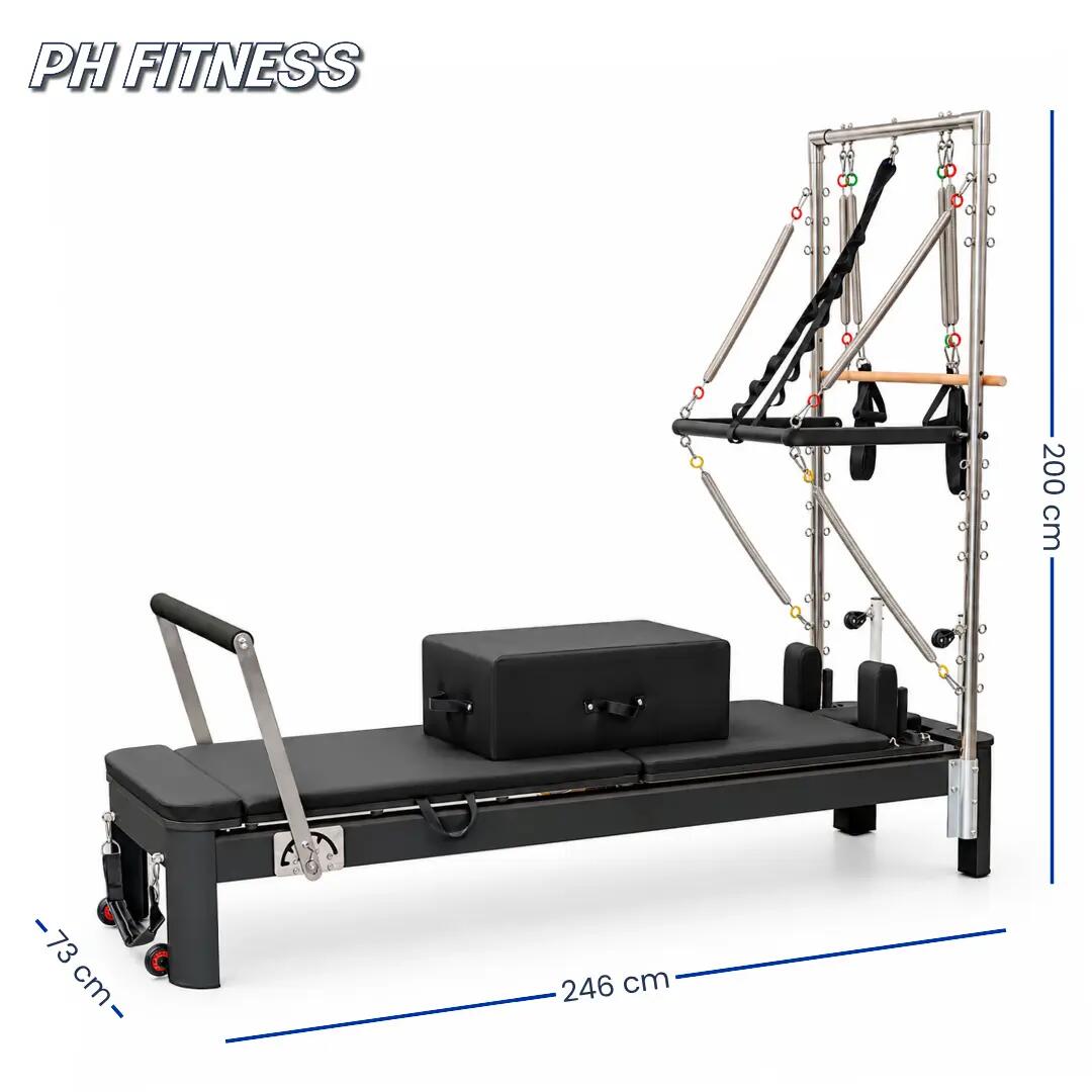 Reformer Pilates alluminio con mezza torre trapezio 3/9