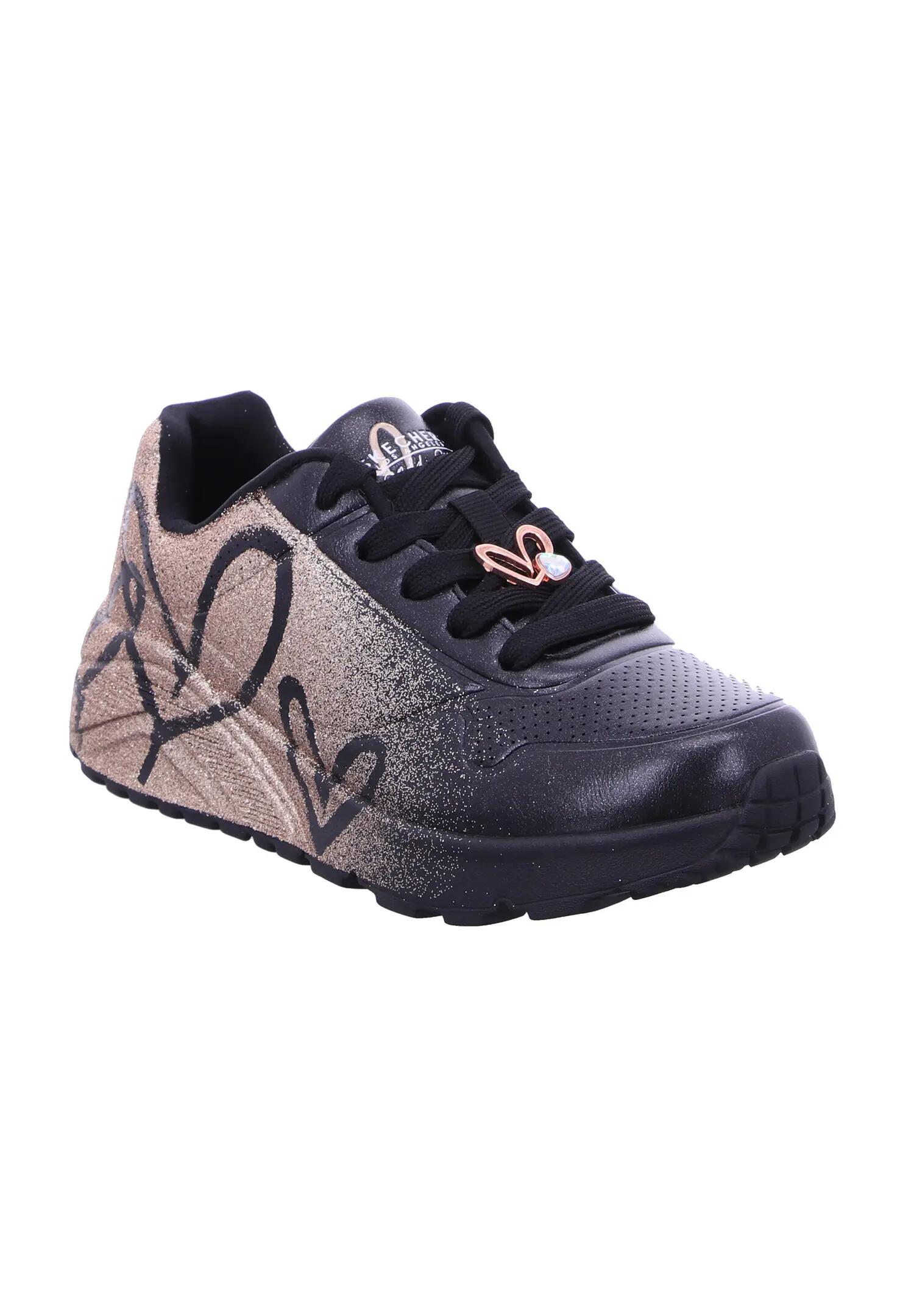 Skechers Uno Lite Heartdust Forever Sneaker Schnürschuhe Schwarz 3/7